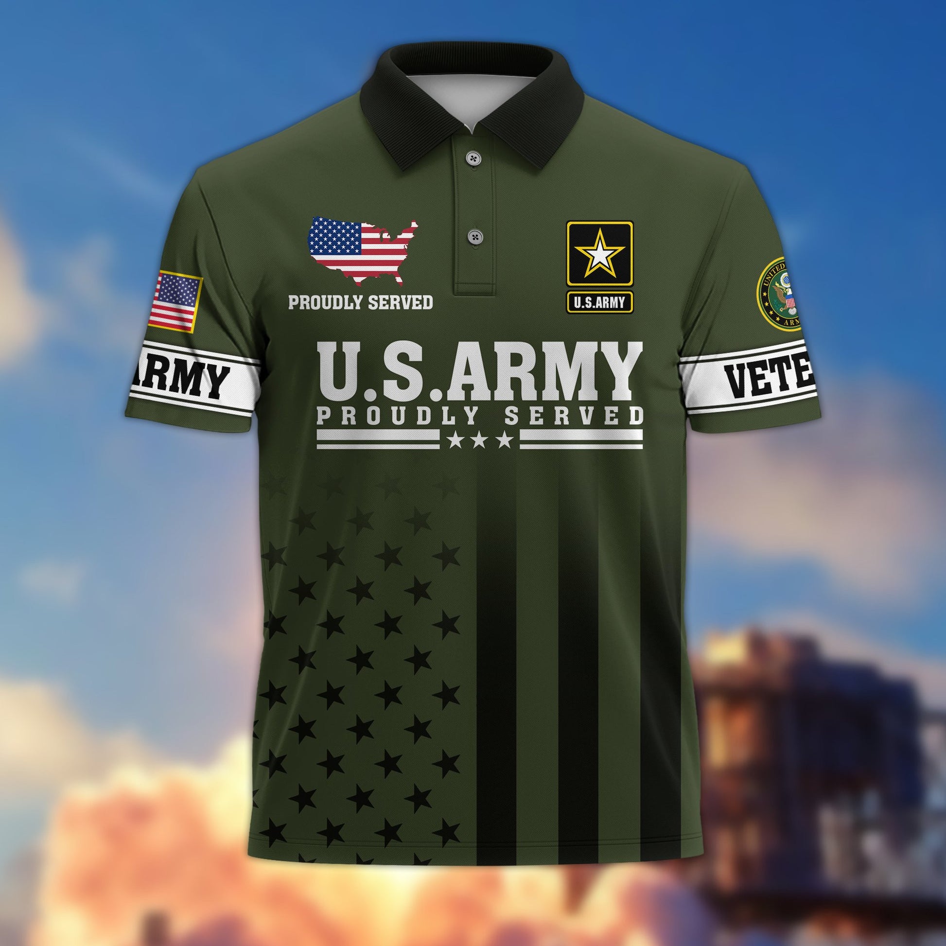 Premium US Army Polo Shirt VPVC206410, Gifts for Army Veteran, Gifts For Dad, Gifts On Father's Day, Independence Day, Veterans Day.