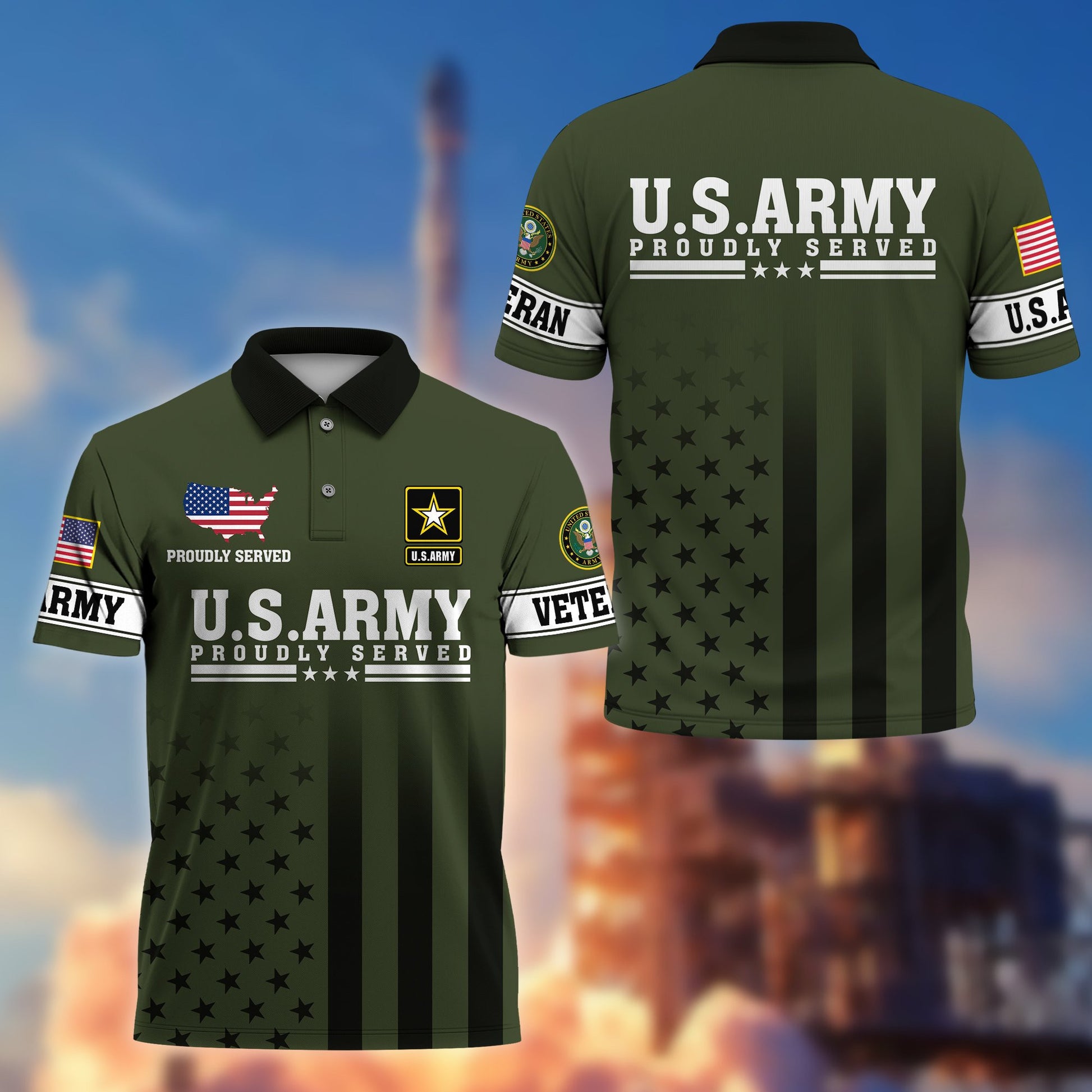 Premium US Army Polo Shirt VPVC206410, Gifts for Army Veteran, Gifts For Dad, Gifts On Father's Day, Independence Day, Veterans Day.