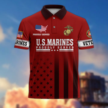 Premium USMC Polo Shirt VPVC206403, Gifts for Marine Veteran, Gifts For Dad, Gifts On Father's Day, Independence Day, Veterans Day.