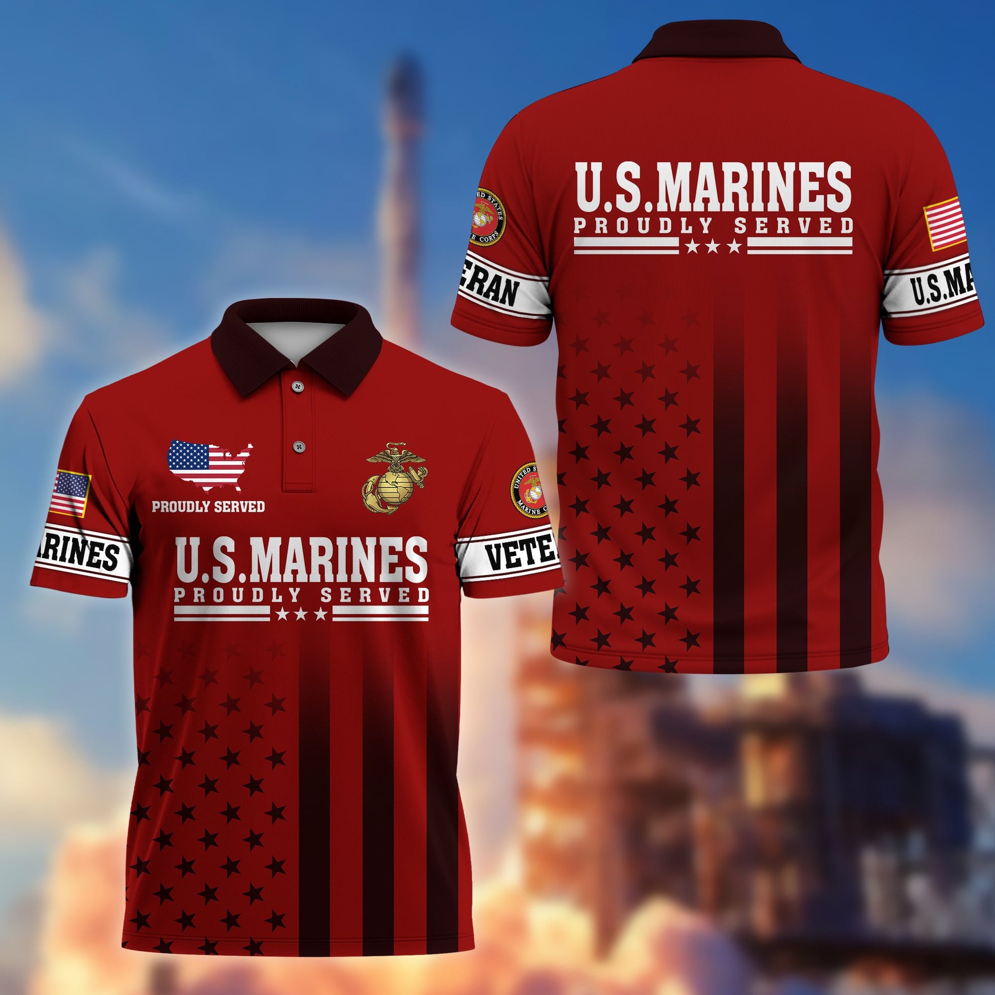 Premium USMC Polo Shirt VPVC206403, Gifts for Marine Veteran, Gifts For Dad, Gifts On Father's Day, Independence Day, Veterans Day.