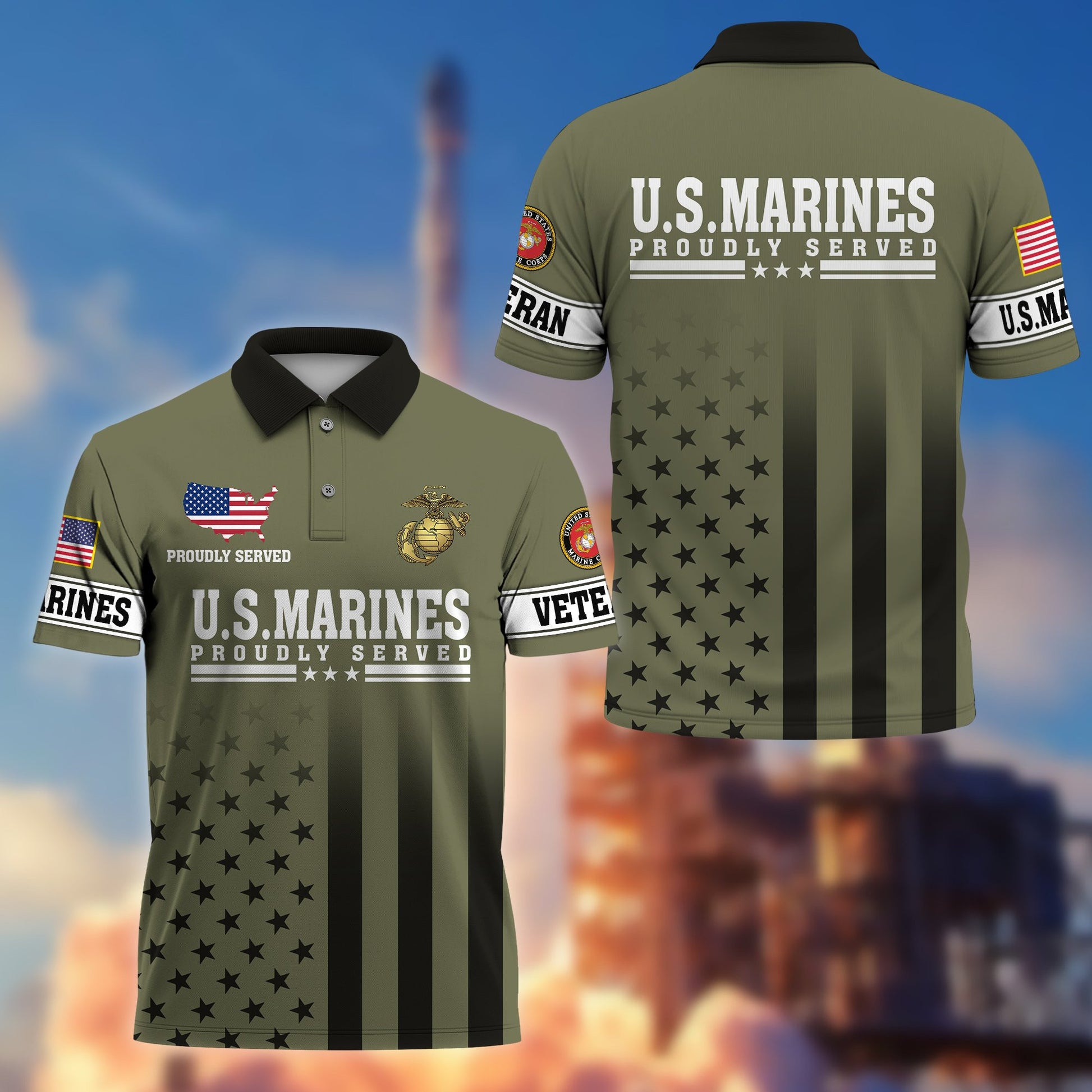 Premium USMC Polo Shirt VPVC206411, Gifts for Marine Veteran, Gifts For Dad, Gifts On Father's Day, Independence Day, Veterans Day.