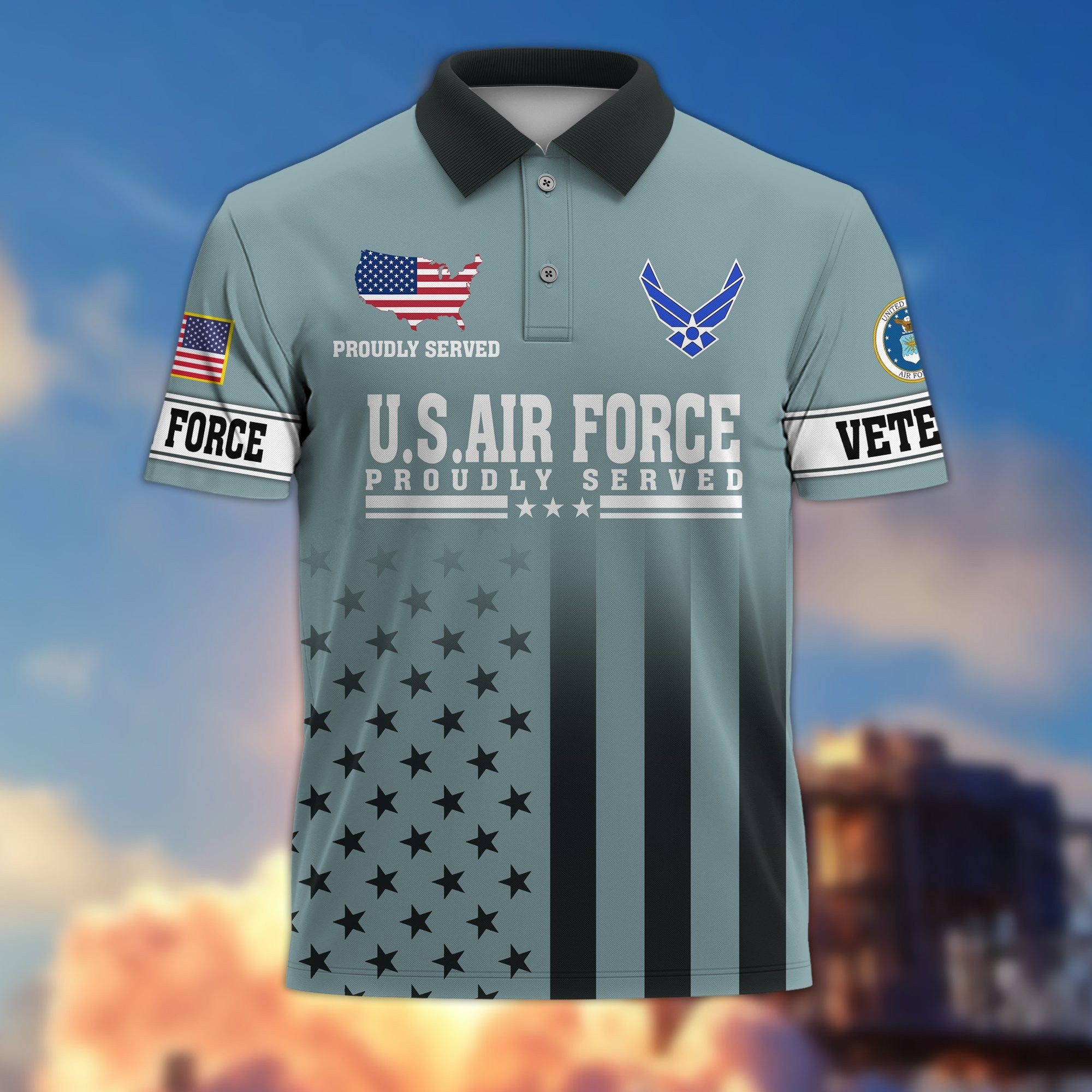 Premium USAF Polo Shirt VPVC206404, Gifts for Air Force Veteran, Gifts For Dad, Gifts On Father's Day, Independence Day, Veterans Day.