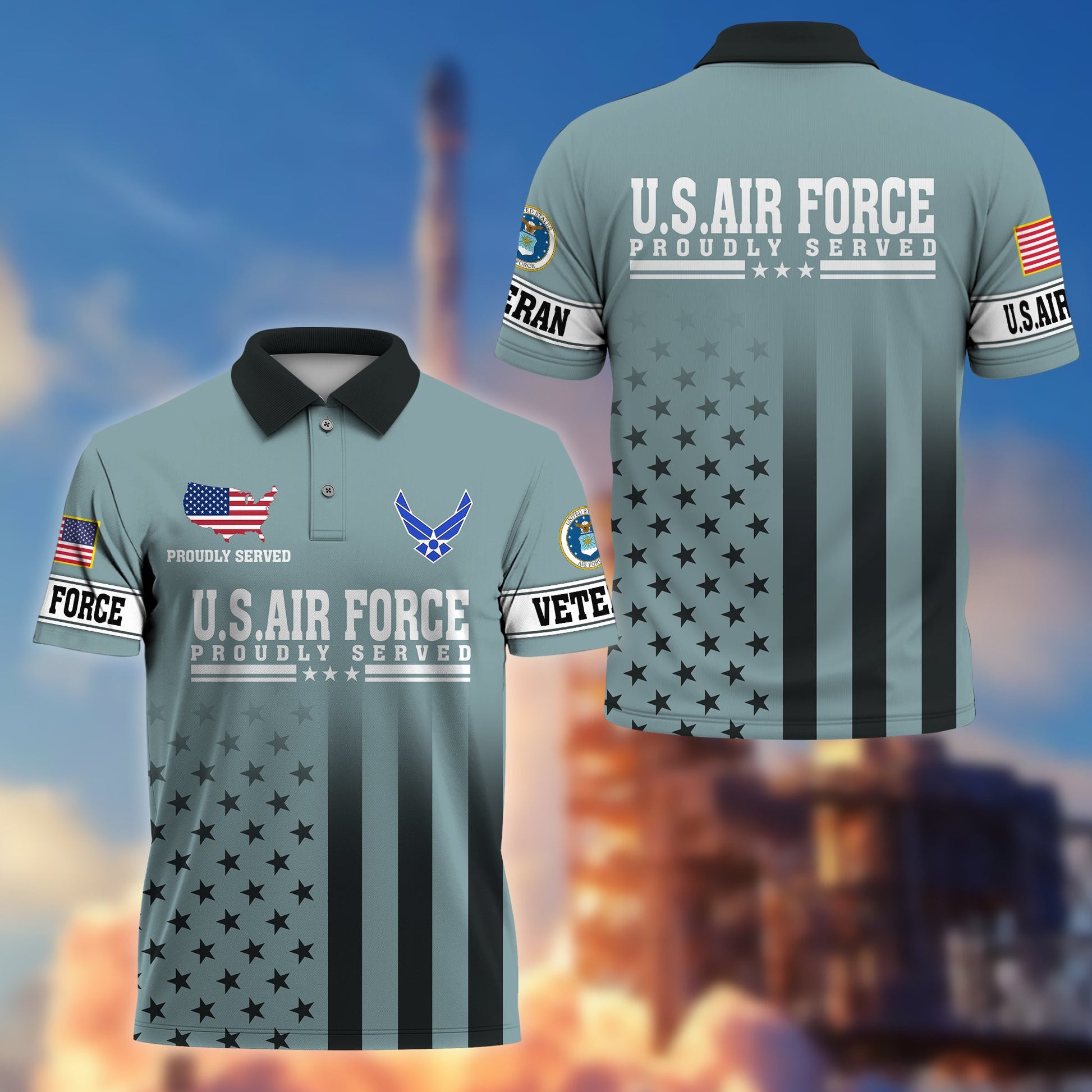 Premium USAF Polo Shirt VPVC206404, Gifts for Air Force Veteran, Gifts For Dad, Gifts On Father's Day, Independence Day, Veterans Day.