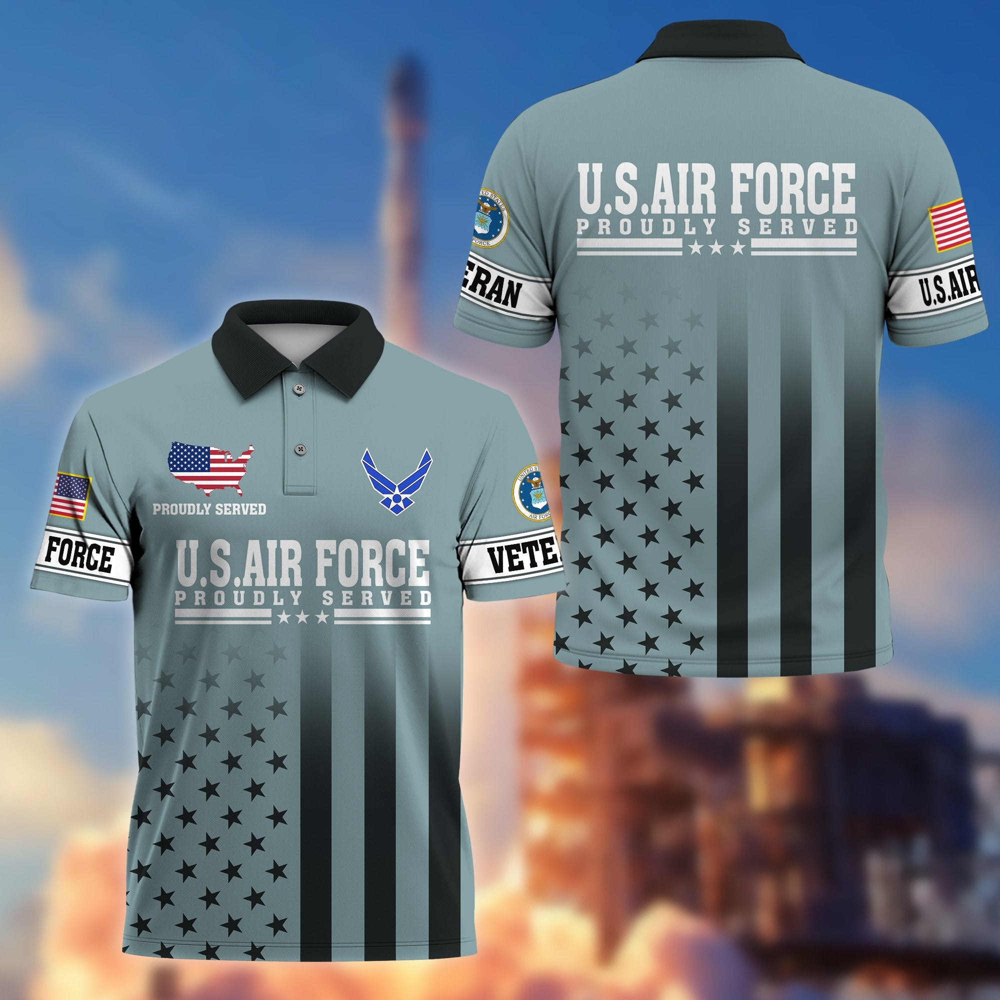 Premium USAF Polo Shirt VPVC206404, Gifts for Air Force Veteran, Gifts For Dad, Gifts On Father's Day, Independence Day, Veterans Day.