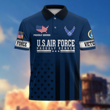 Premium USAF Polo Shirt VPVC206412, Gifts for Air Force Veteran, Gifts For Dad, Gifts On Father's Day, Independence Day, Veterans Day.