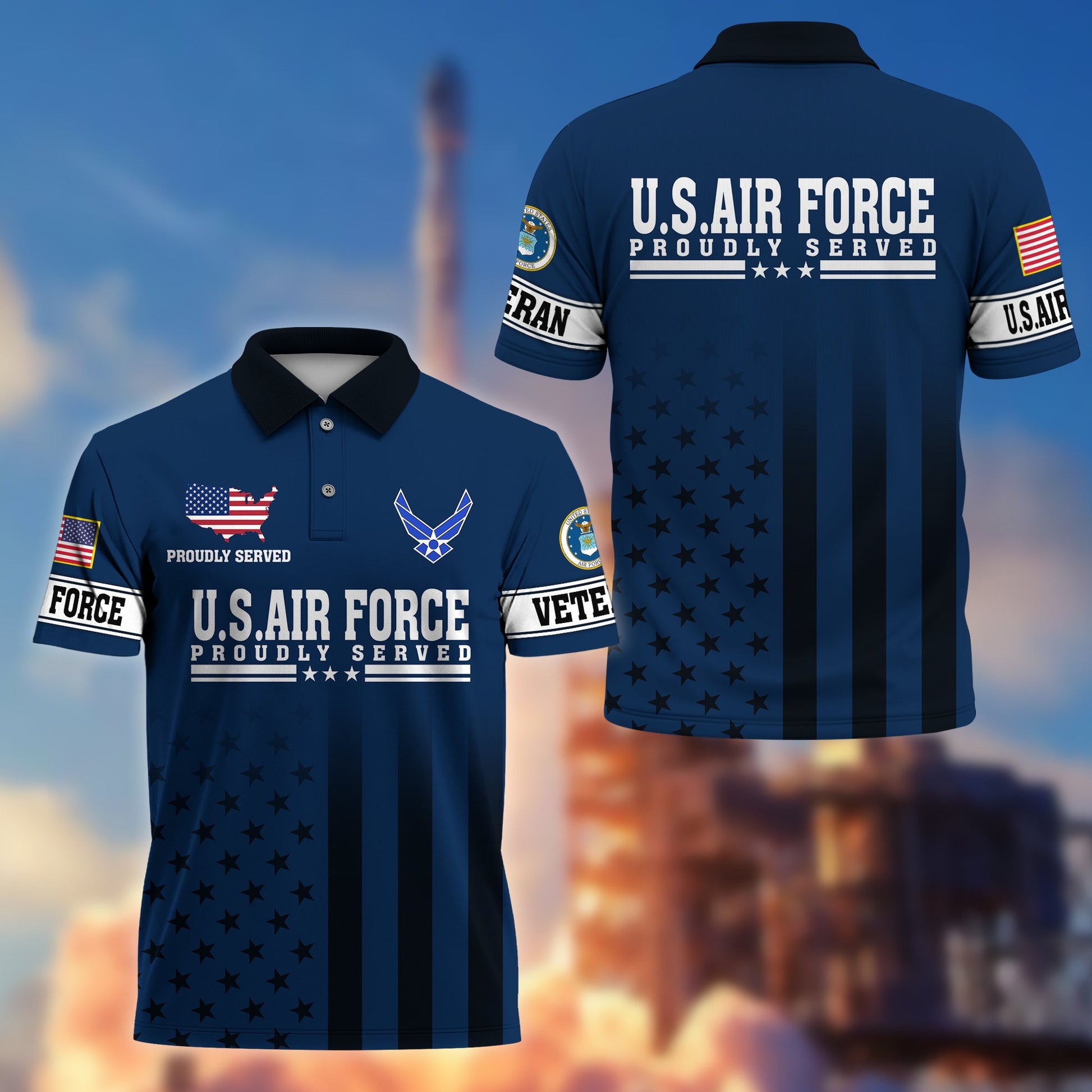 Premium USAF Polo Shirt VPVC206412, Gifts for Air Force Veteran, Gifts For Dad, Gifts On Father's Day, Independence Day, Veterans Day.