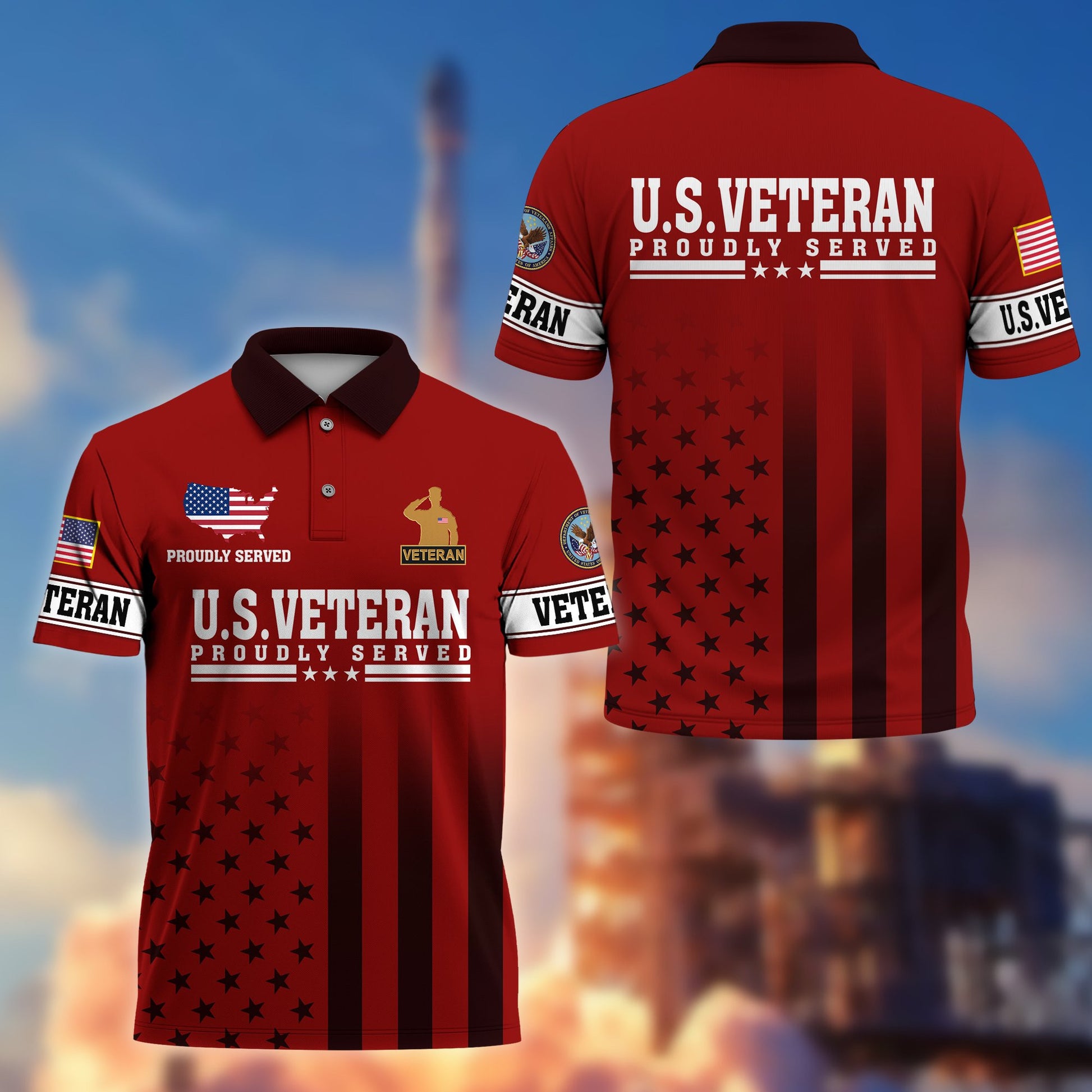 Premium US Veteran Polo Shirt VPVC206407, Gifts for US Veteran, Gifts For Dad, Gifts On Father's Day, Independence Day, Veterans Day.