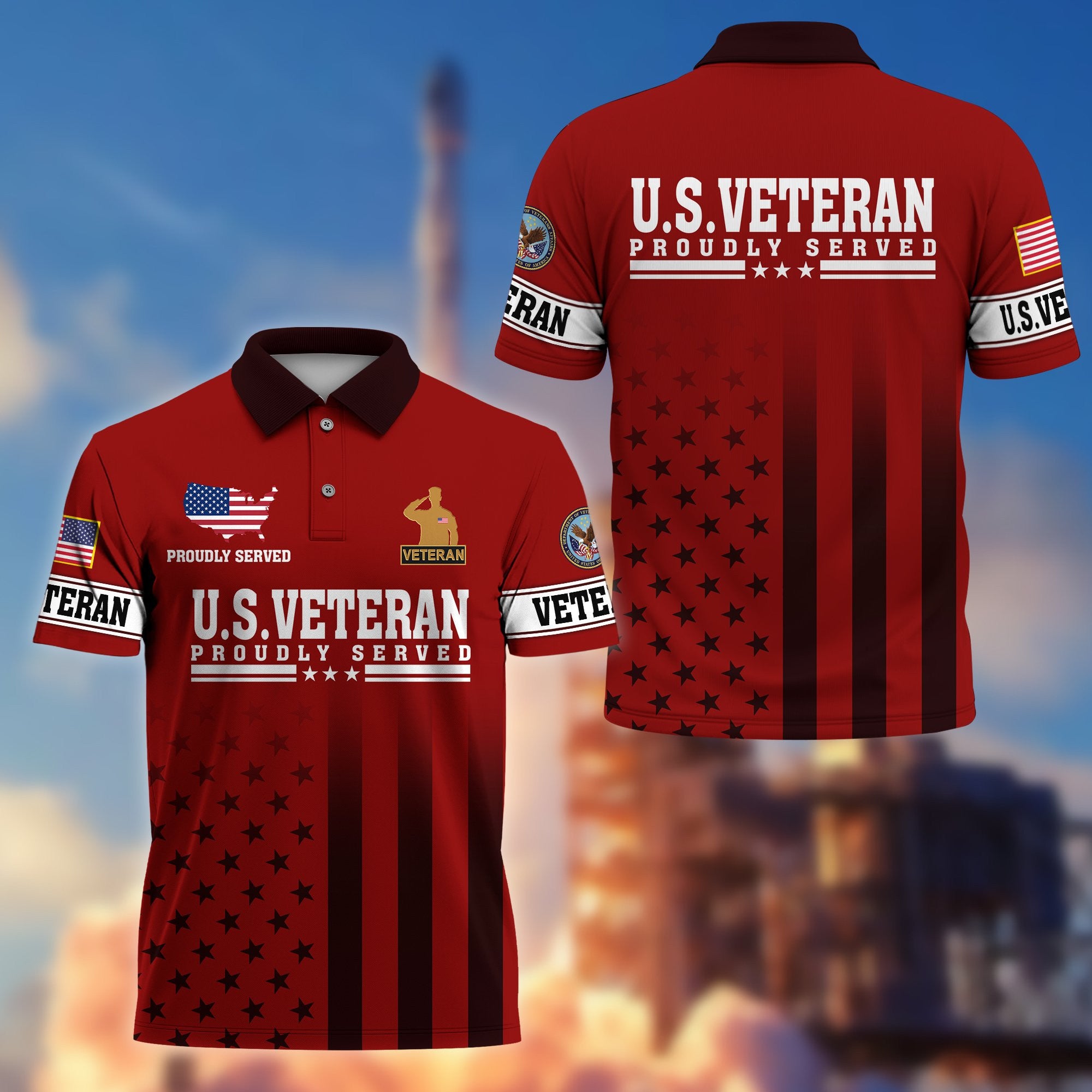 Premium US Veteran Polo Shirt VPVC206407, Gifts for US Veteran, Gifts For Dad, Gifts On Father's Day, Independence Day, Veterans Day.