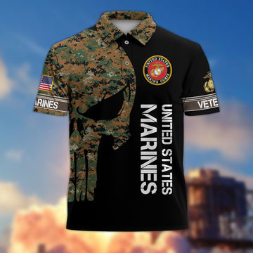 Premium USMC Polo Shirt VPVC206503, Gifts for Marine Veteran, Gifts For Dad, Gifts On Father's Day, Independence Day, Veterans Day.