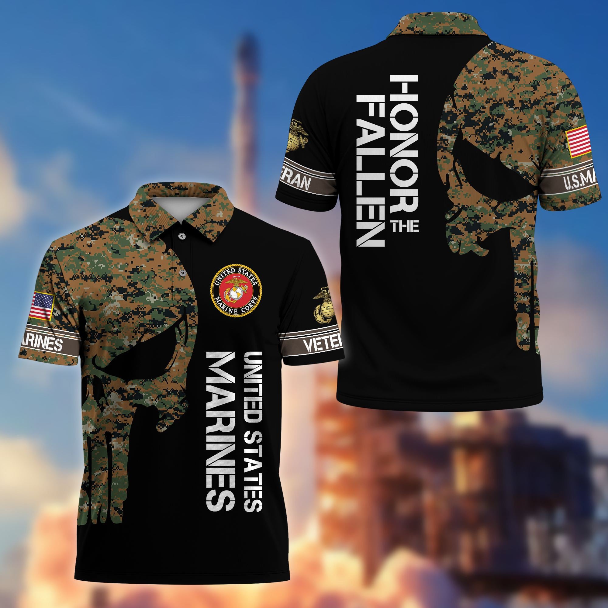 Premium USMC Polo Shirt VPVC206503, Gifts for Marine Veteran, Gifts For Dad, Gifts On Father's Day, Independence Day, Veterans Day.