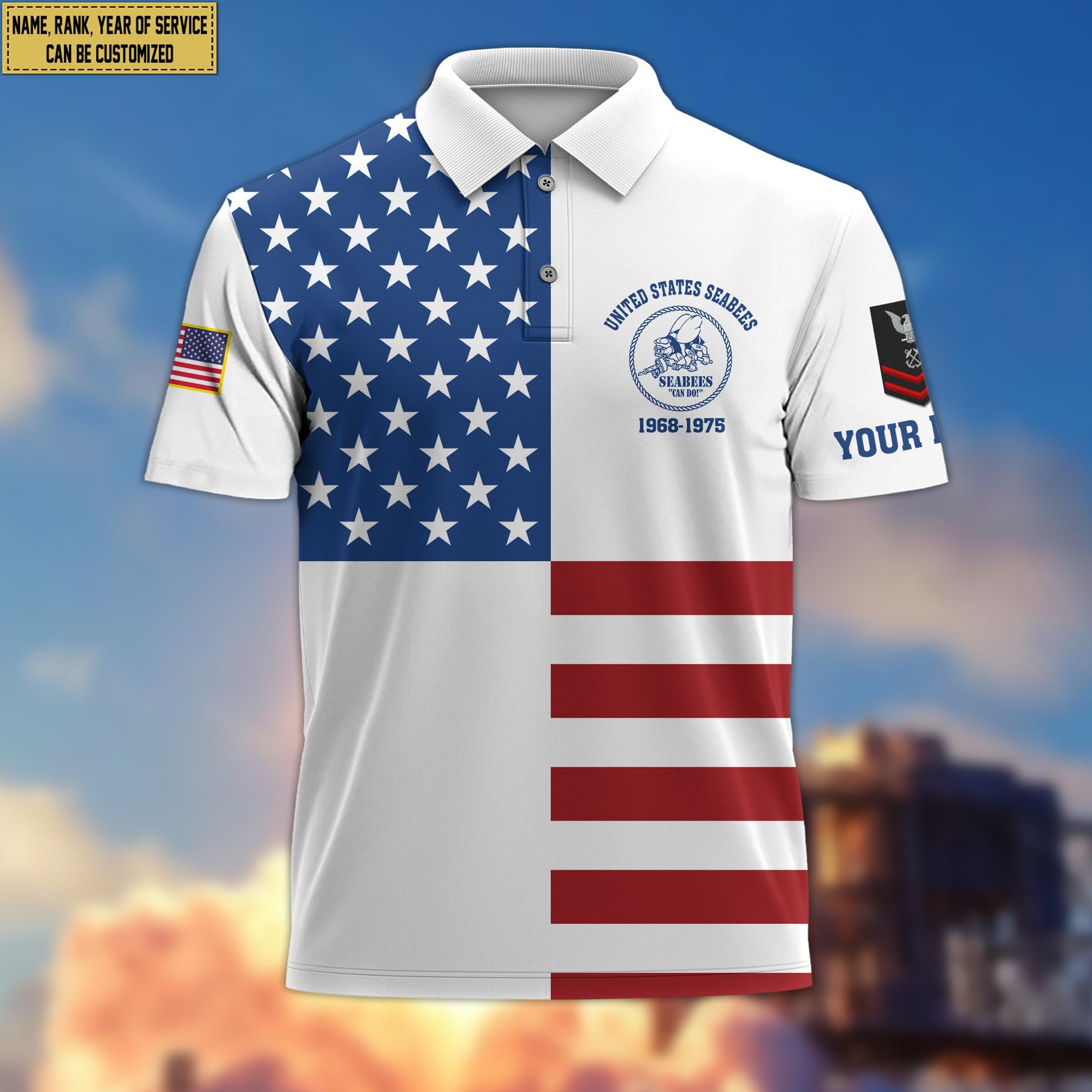 Premium Custom US Seabees Veteran Polo Shirt VPVC206709, Gifts for Seabees Veteran, Gifts For Dad, Gifts On Father's Day, Independence Day, Veterans Day.