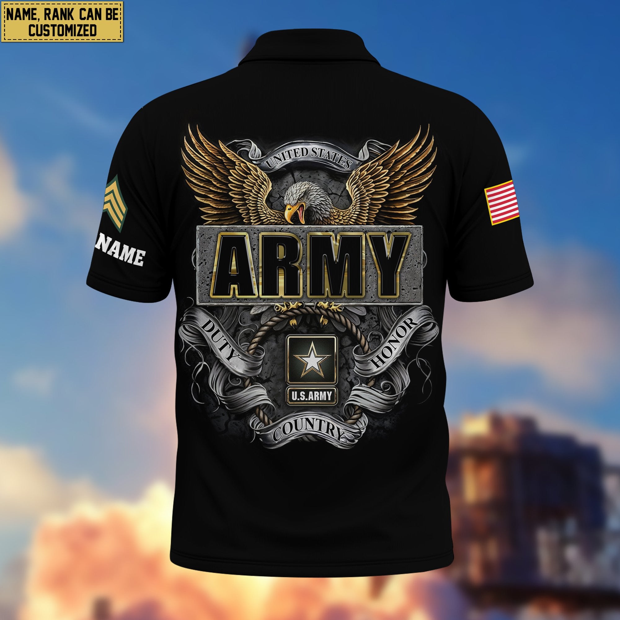 Premium Custom US Army Polo Shirt VPVC206801, Gifts for Army Veteran, Gifts For Dad, Gifts On Father's Day, Independence Day, Veterans Day.