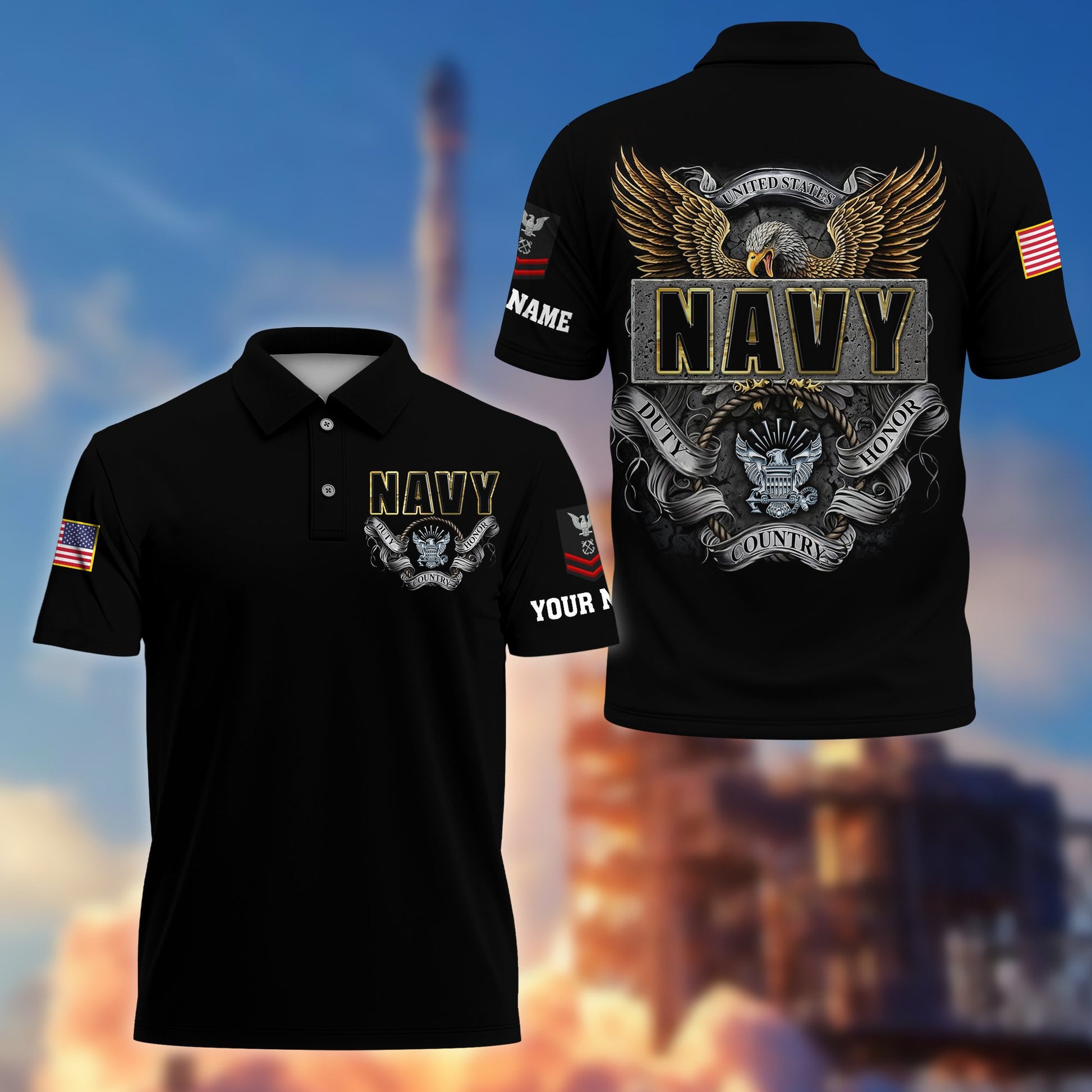 Premium Custom US Navy Polo Shirt VPVC206802, Gifts for Navy Veteran, Gifts For Dad, Gifts On Father's Day, Independence Day, Veterans Day.