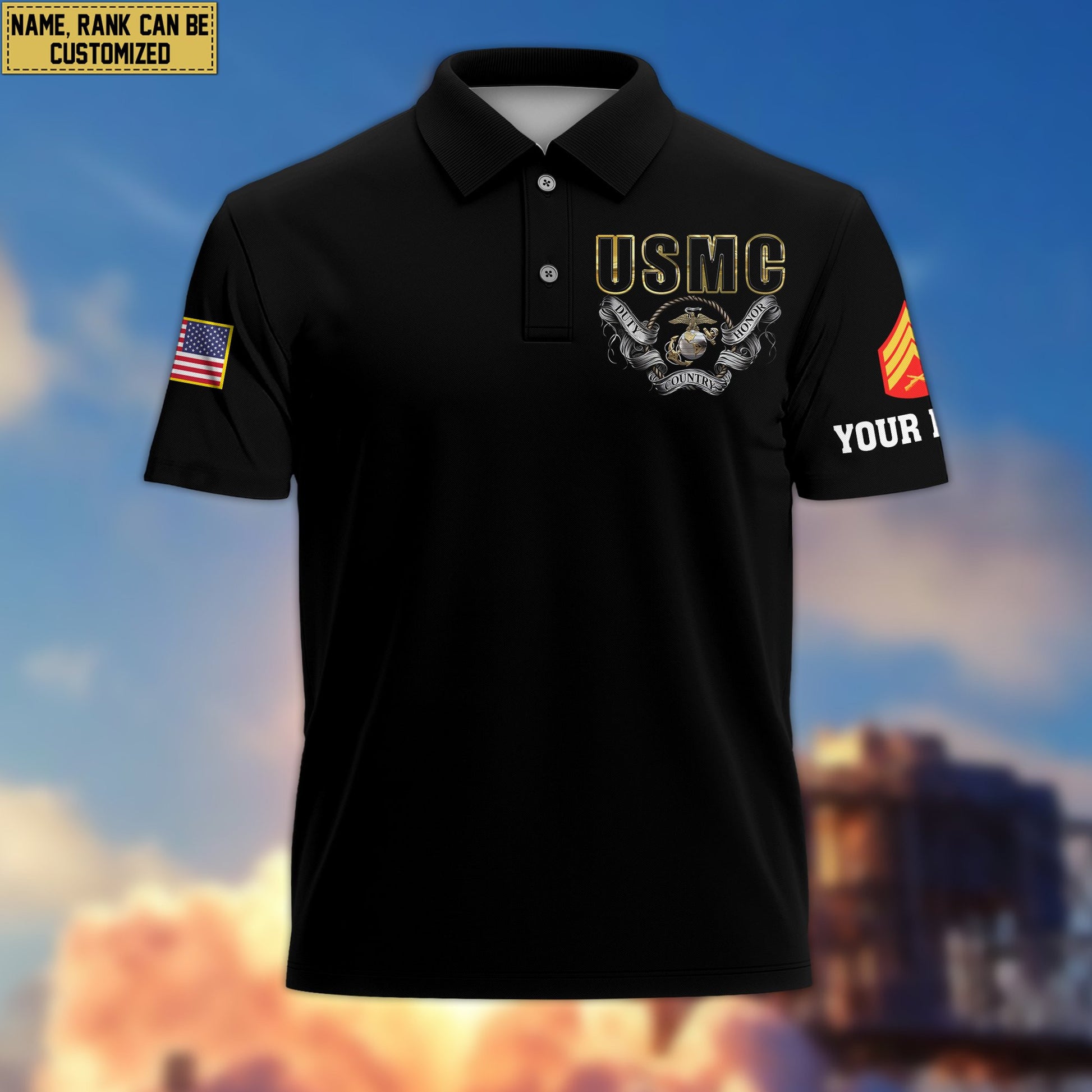 Premium Custom USMC Polo Shirt VPVC206803, Gifts for Marine Veteran, Gifts For Dad, Gifts On Father's Day, Independence Day, Veterans Day.