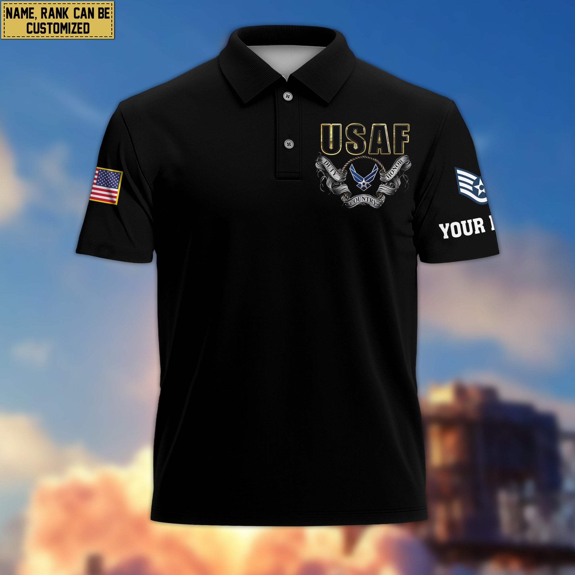 Premium Custom USAF Polo Shirt VPVC206804, Gifts for Air Force Veteran, Gifts For Dad, Gifts On Father's Day, Independence Day, Veterans Day.