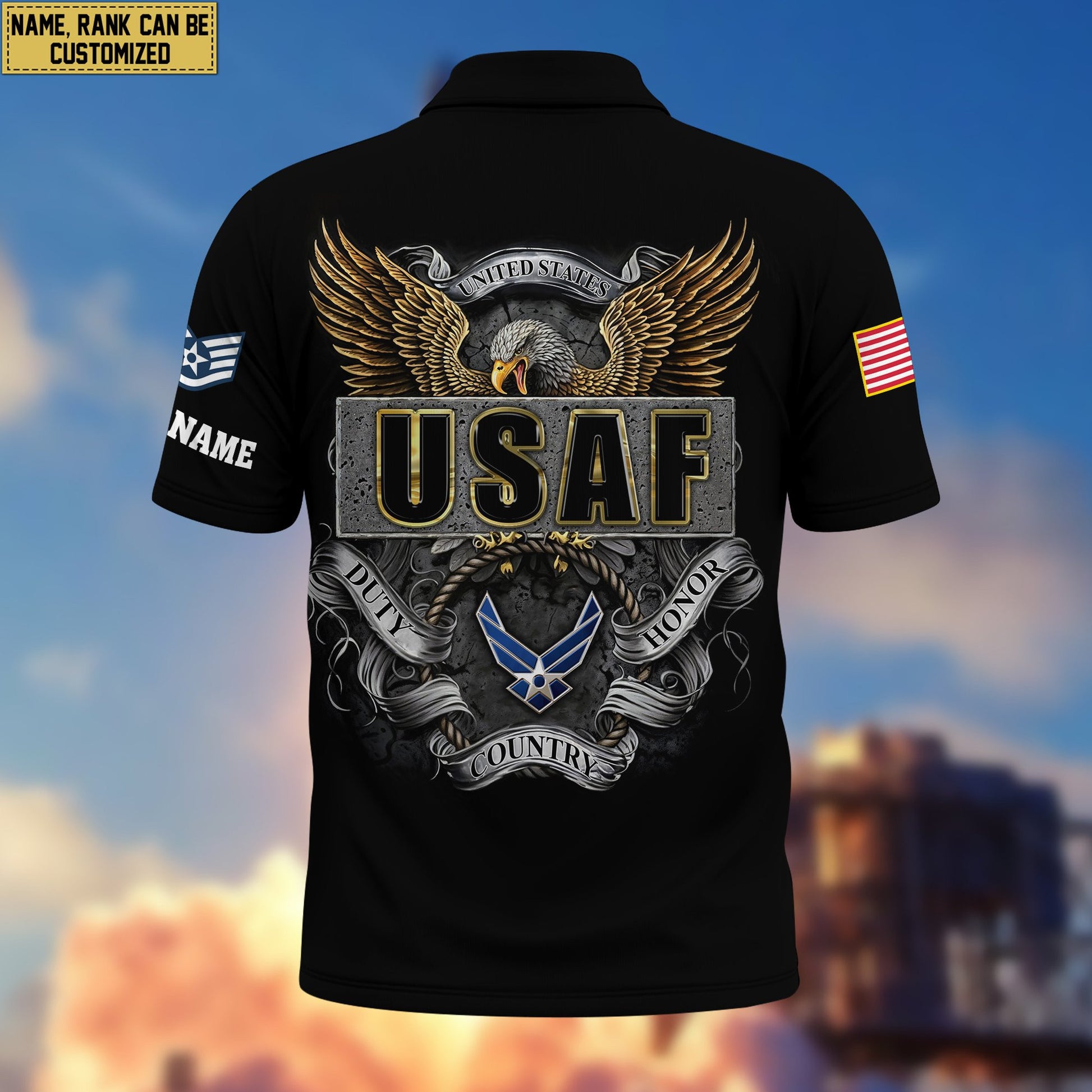 Premium Custom USAF Polo Shirt VPVC206804, Gifts for Air Force Veteran, Gifts For Dad, Gifts On Father's Day, Independence Day, Veterans Day.