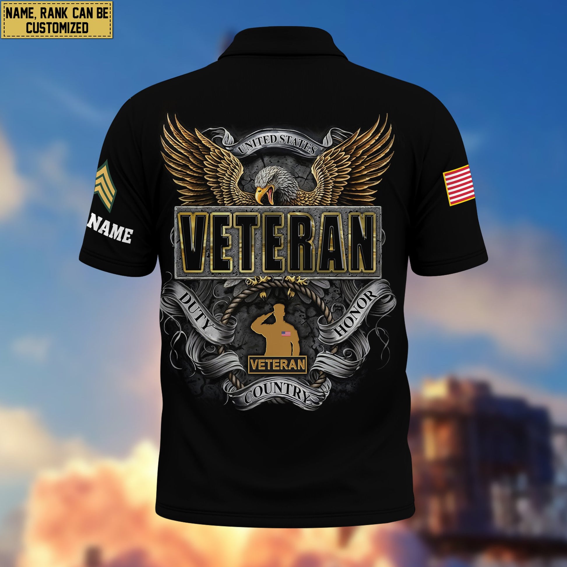 Premium Custom US Veteran Polo Shirt VPVC206807, Gifts for US Veteran, Gifts For Dad, Gifts On Father's Day, Independence Day, Veterans Day.