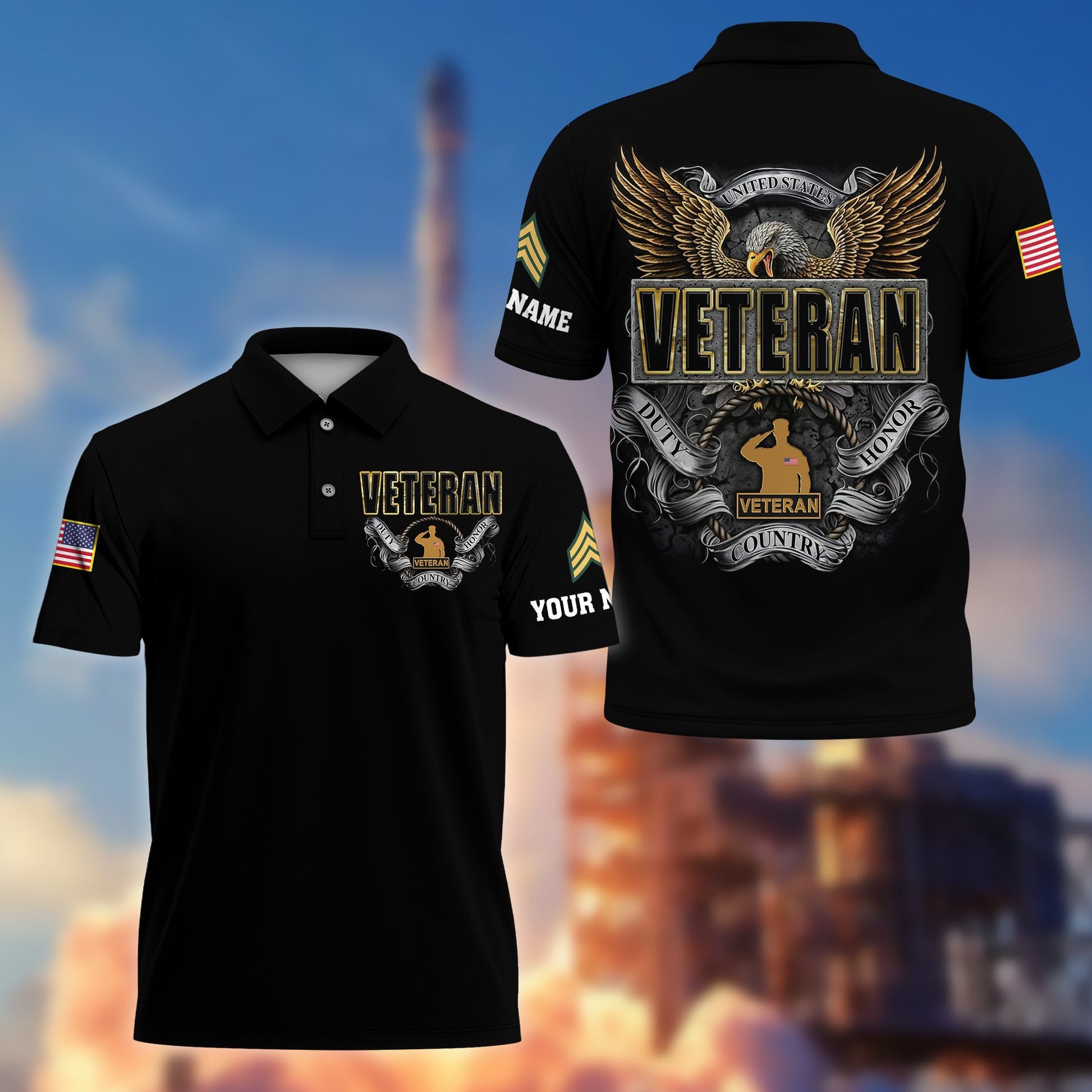 Premium Custom US Veteran Polo Shirt VPVC206807, Gifts for US Veteran, Gifts For Dad, Gifts On Father's Day, Independence Day, Veterans Day.