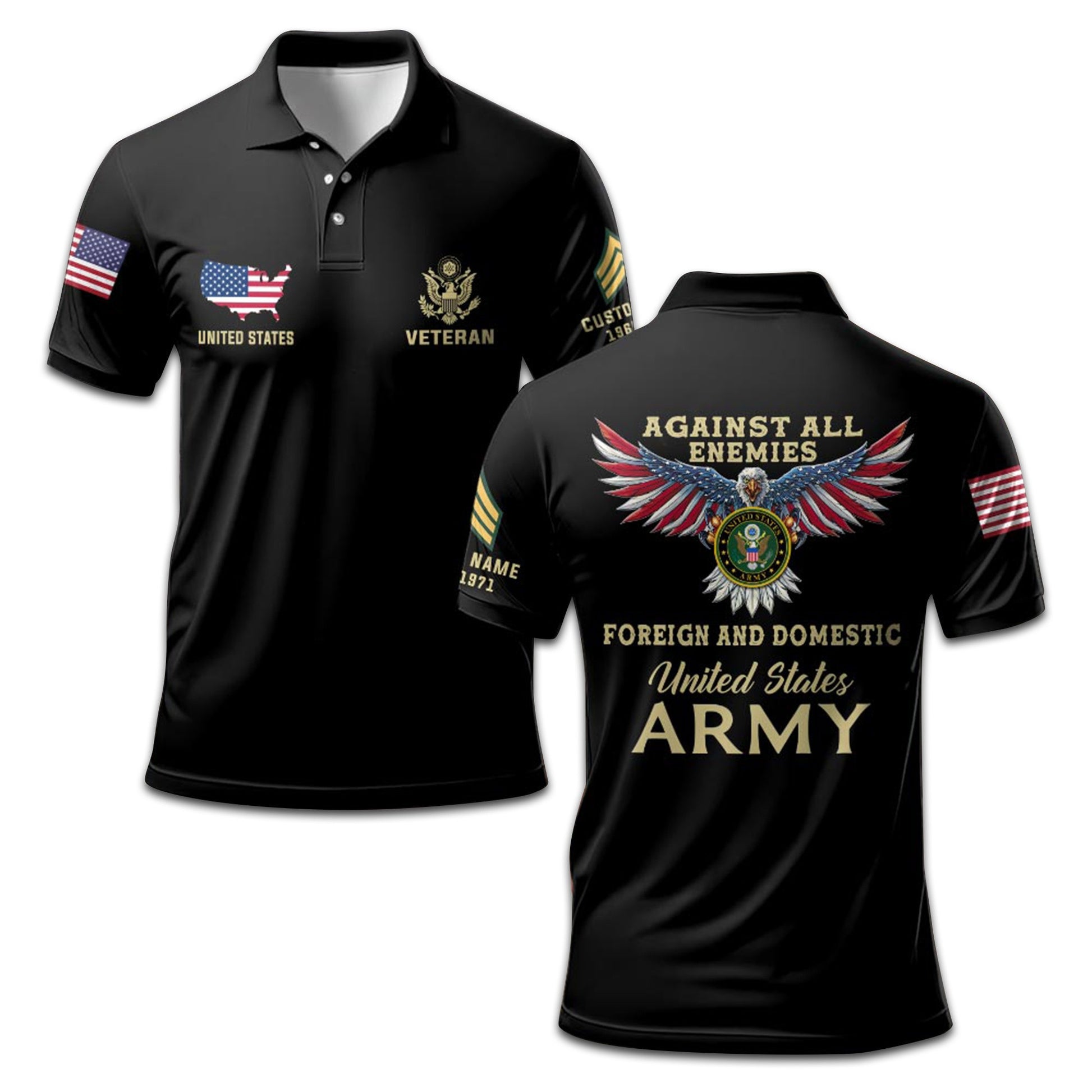 Premium Custom US Army Polo Shirt VPVC207201, Gifts for Army Veteran, Gifts For Dad, Gifts On Father's Day, Independence Day, Veterans Day.