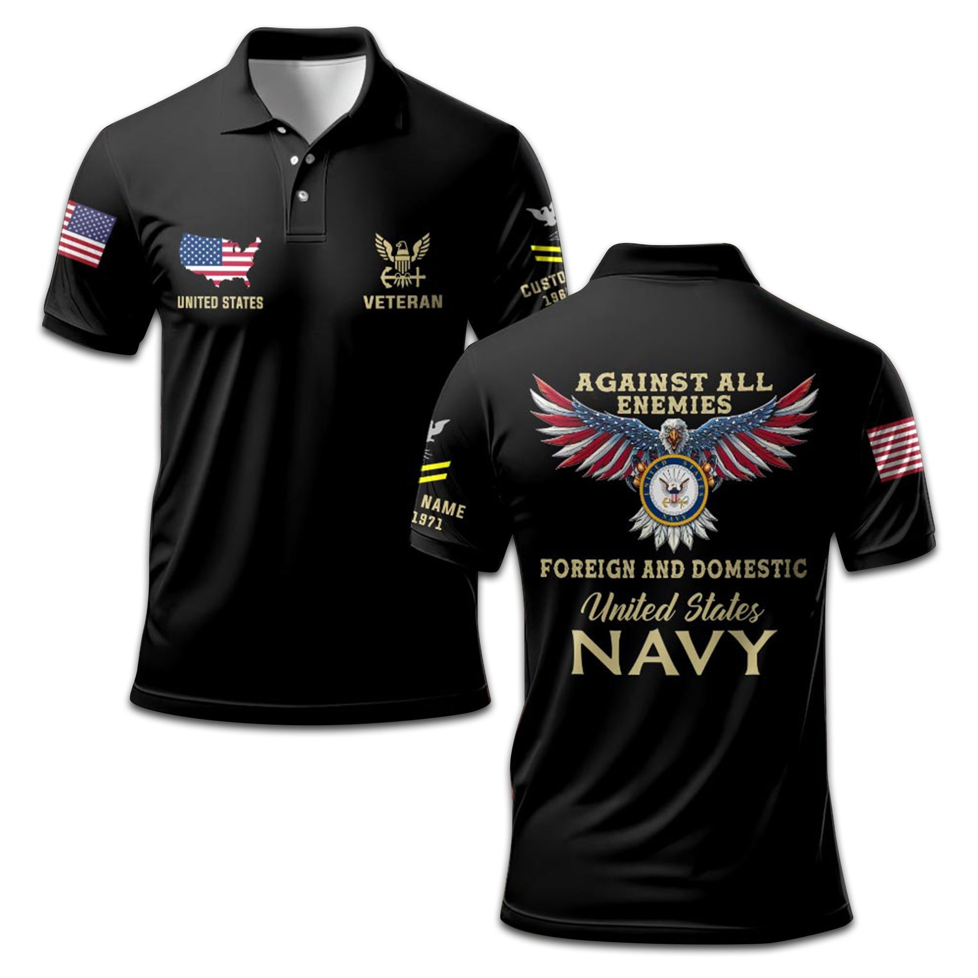 Premium Custom US Navy Polo Shirt VPVC207202, Gifts for Navy Veteran, Gifts For Dad, Gifts On Father's Day, Independence Day, Veterans Day.