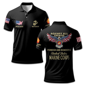 Premium Custom USMC Polo Shirt VPVC207203, Gifts for Marine Veteran, Gifts For Dad, Gifts On Father's Day, Independence Day, Veterans Day.