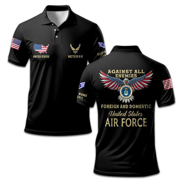 Premium Custom USAF Polo Shirt VPVC207204, Gifts for Air Force Veteran, Gifts For Dad, Gifts On Father's Day, Independence Day, Veterans Day.