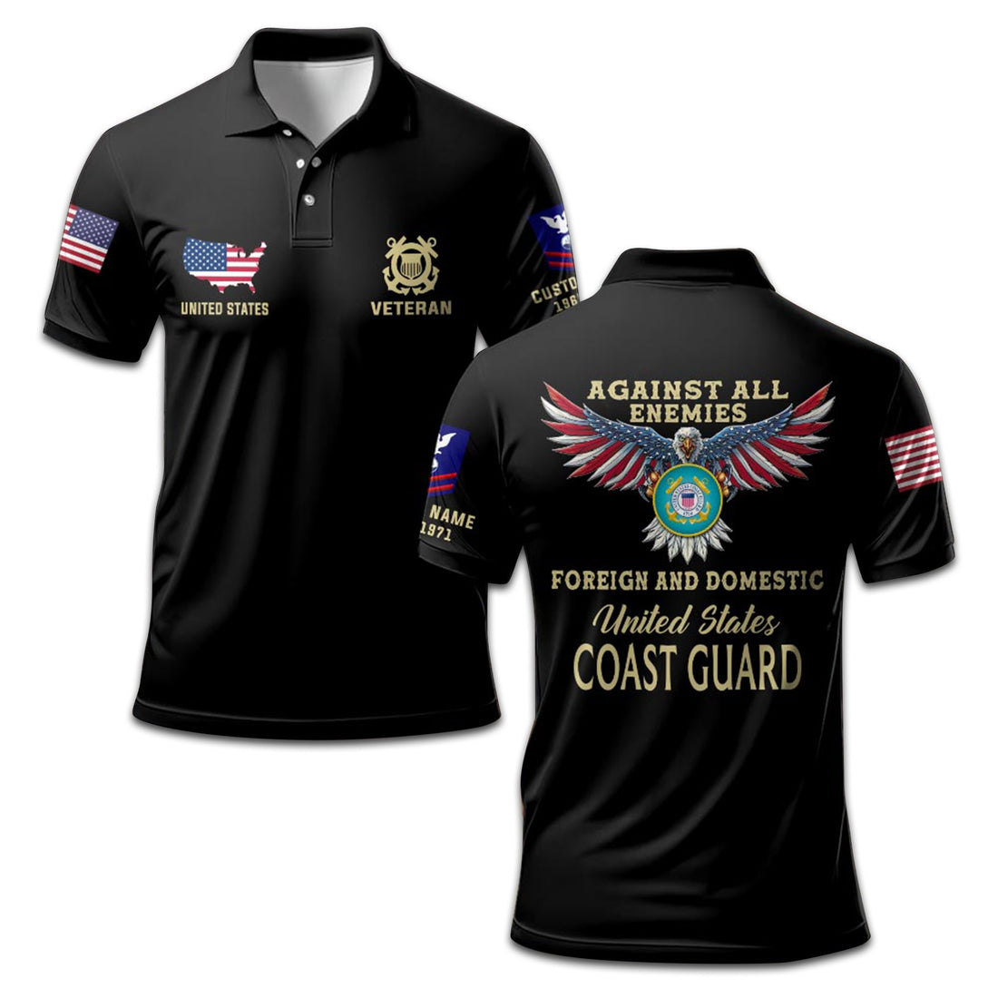 Premium USCG Custom Polo Shirt VPVC207205, Gifts for Coast Guard Veteran, Gifts For Dad, Gifts On Father's Day, Independence Day, Veterans Day.