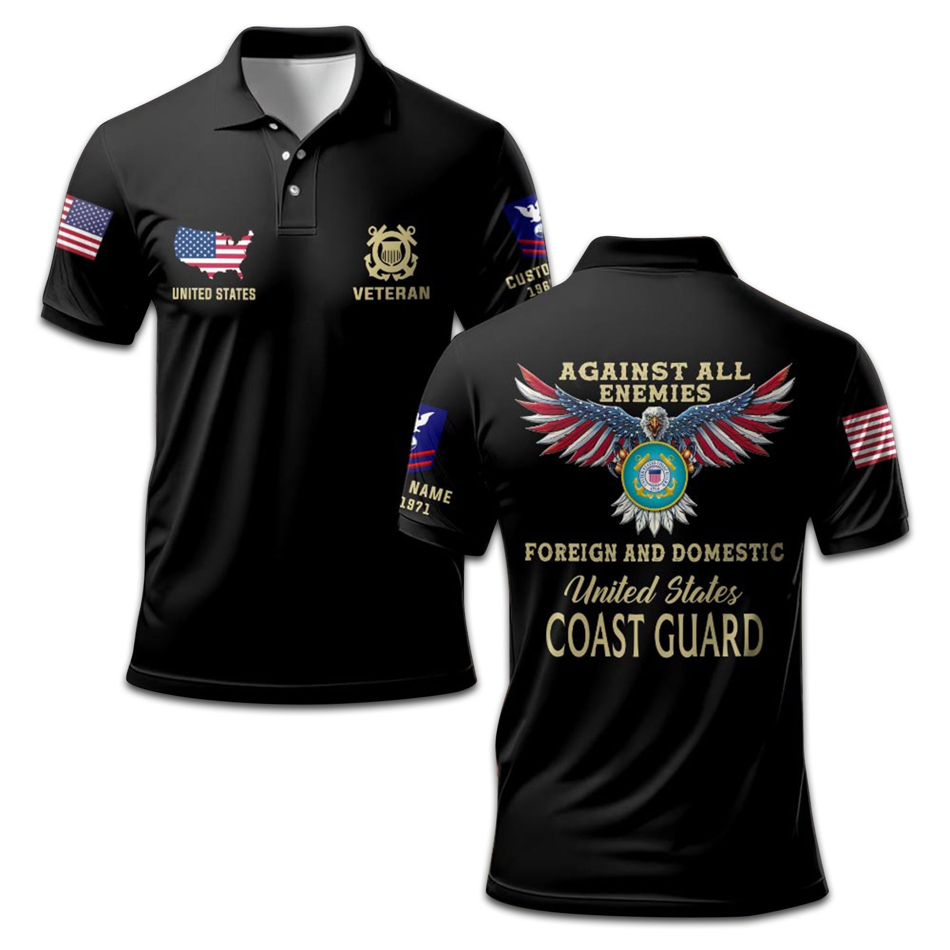 Premium USCG Custom Polo Shirt VPVC207205, Gifts for Coast Guard Veteran, Gifts For Dad, Gifts On Father's Day, Independence Day, Veterans Day.