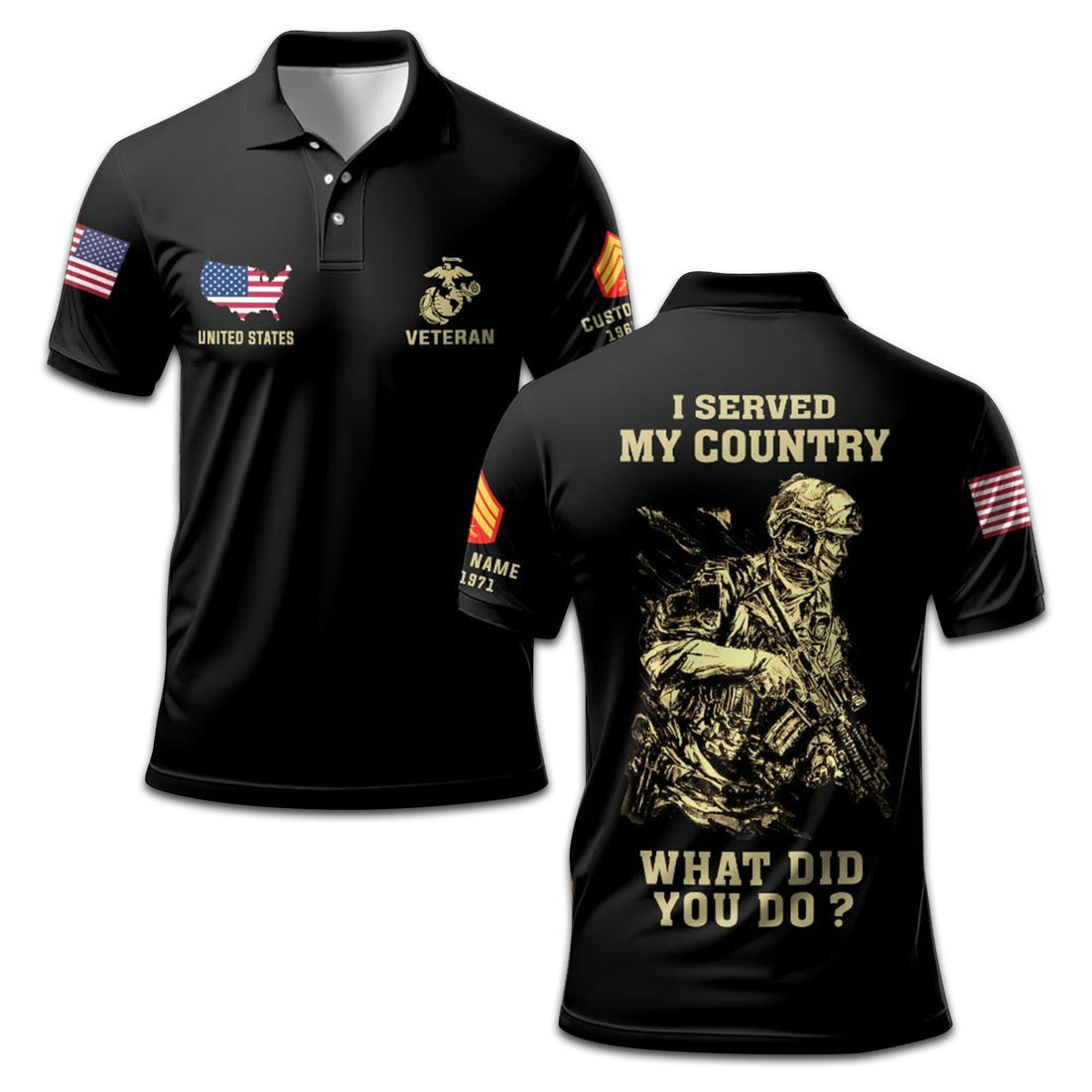 Premium Custom USMC Polo Shirt VPVC207303, Gifts for Marine Veteran, Gifts On Father's Day, Independence Day, Veterans Day.