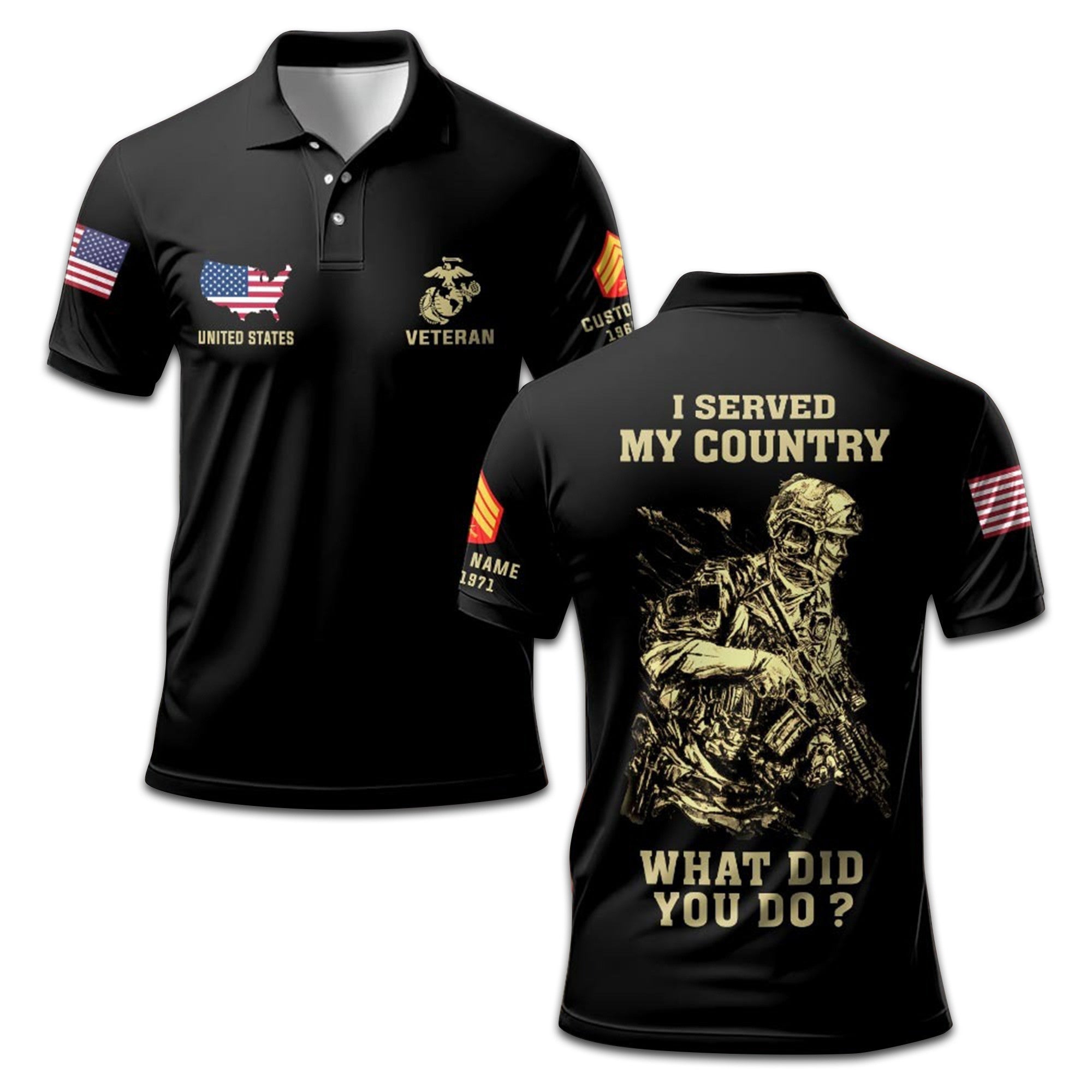 Premium Custom USMC Polo Shirt VPVC207303, Gifts for Marine Veteran, Gifts On Father's Day, Independence Day, Veterans Day.