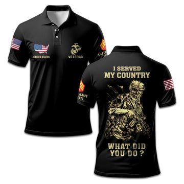 Premium Custom USMC Polo Shirt VPVC207303, Gifts for Marine Veteran, Gifts On Father's Day, Independence Day, Veterans Day.