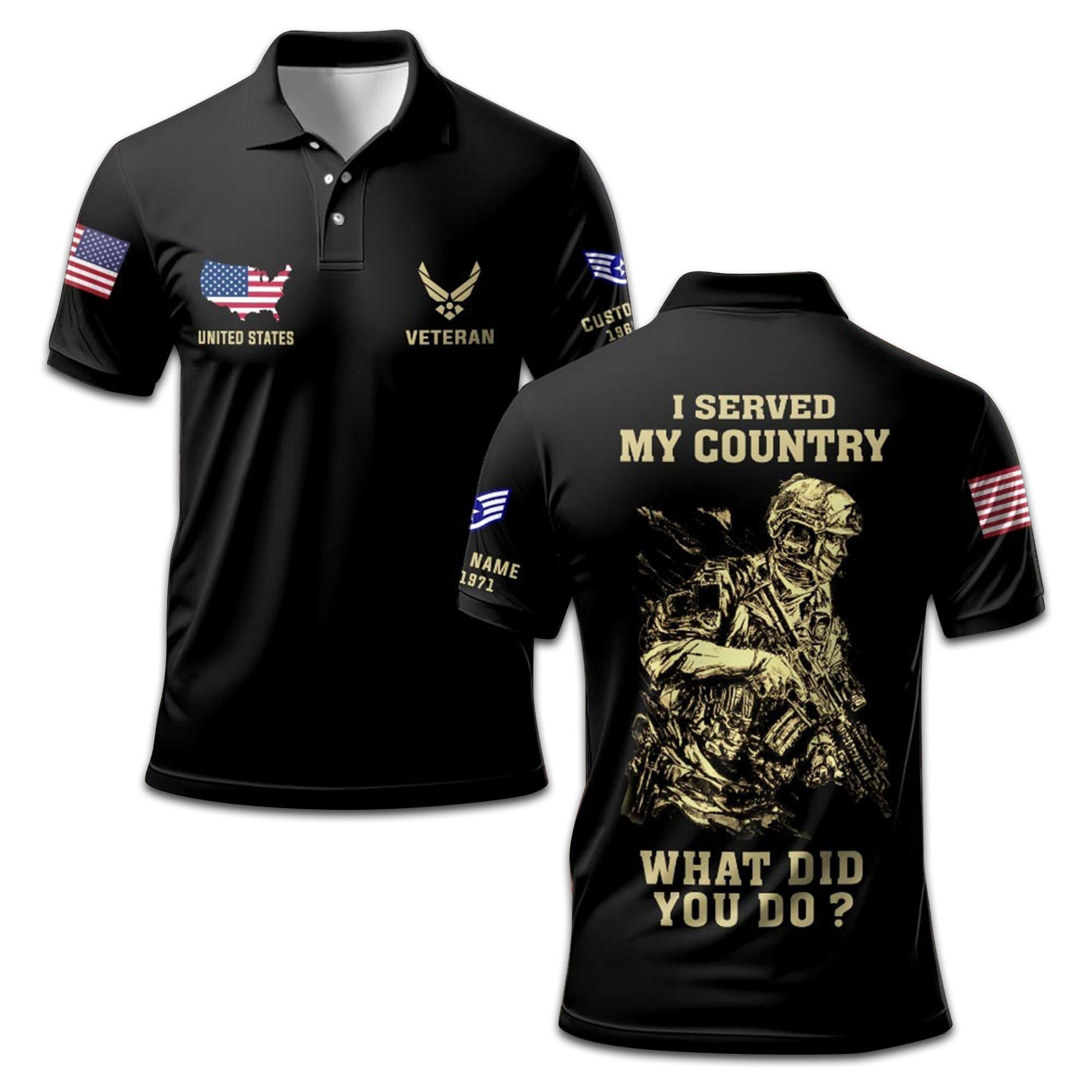Premium Custom USAF Polo Shirt VPVC207304, Gifts for Air Force Veteran, Gifts For Dad, Gifts On Father's Day, Independence Day, Veterans Day.