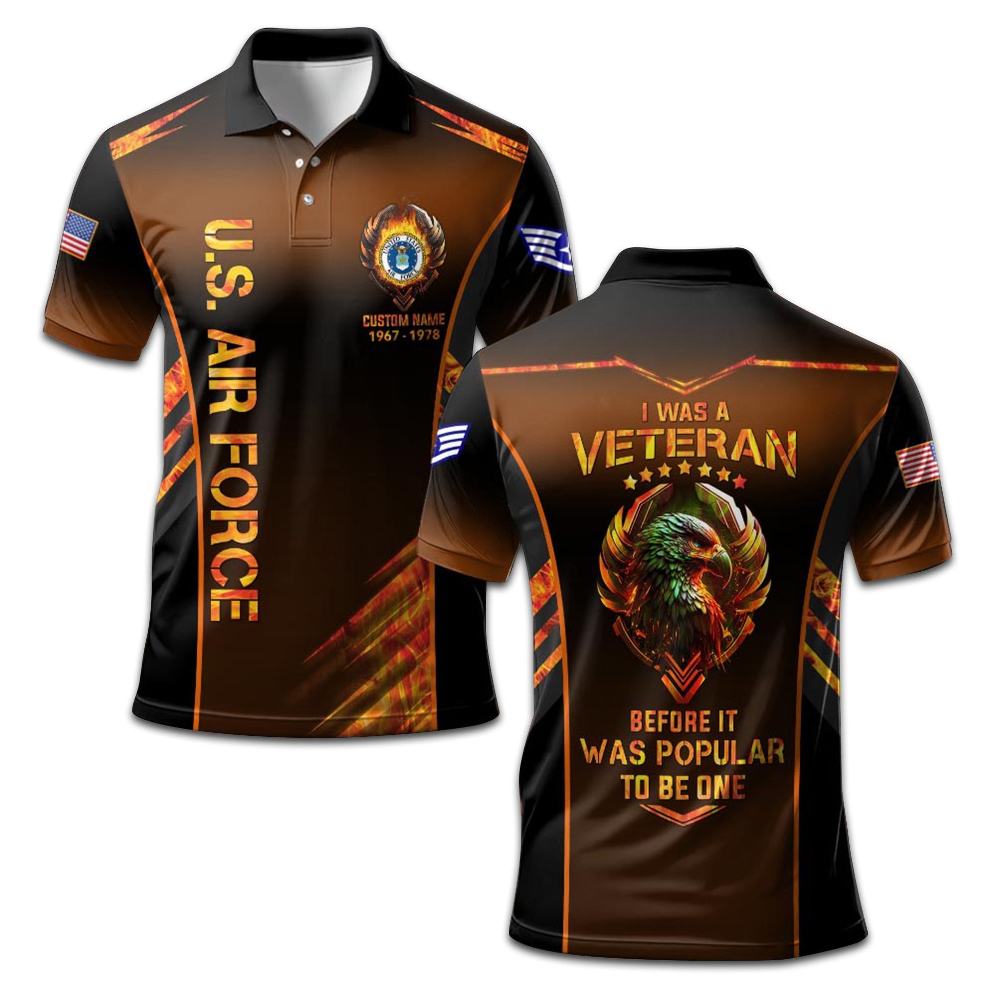 Premium Custom USAF Polo Shirt VPVC207404, Gifts for Air Force Veteran, Gifts On Father's Day, Independence Day, Veterans Day.