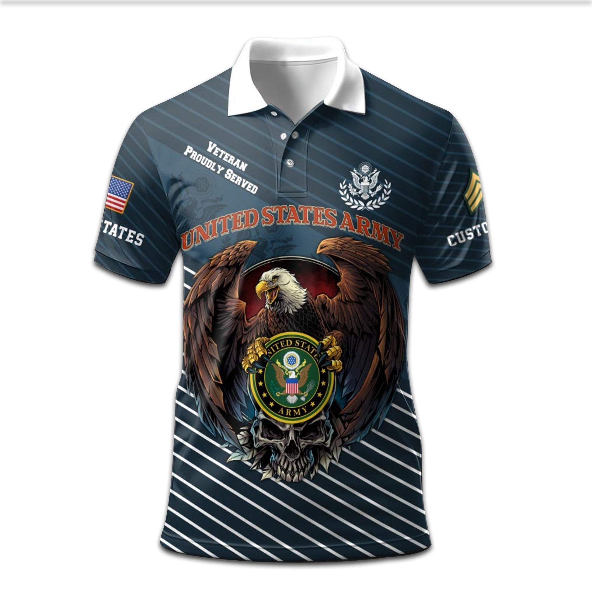 Premium Custom US Army Polo Shirt VPVC207501, Gifts for Army Veteran, Gifts On Father's Day, Independence Day, Veterans Day.