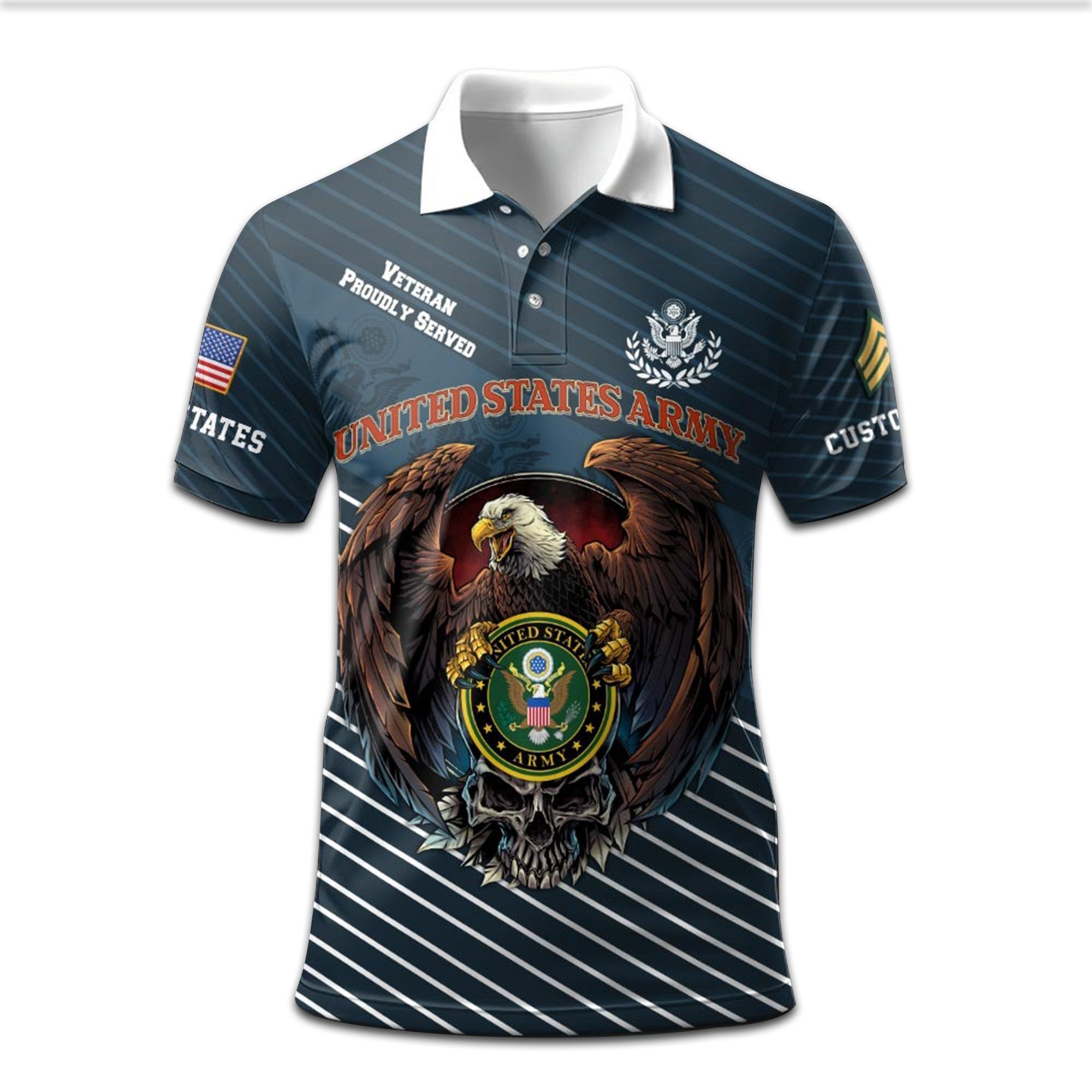 Premium Custom US Army Polo Shirt VPVC207501, Gifts for Army Veteran, Gifts On Father's Day, Independence Day, Veterans Day.