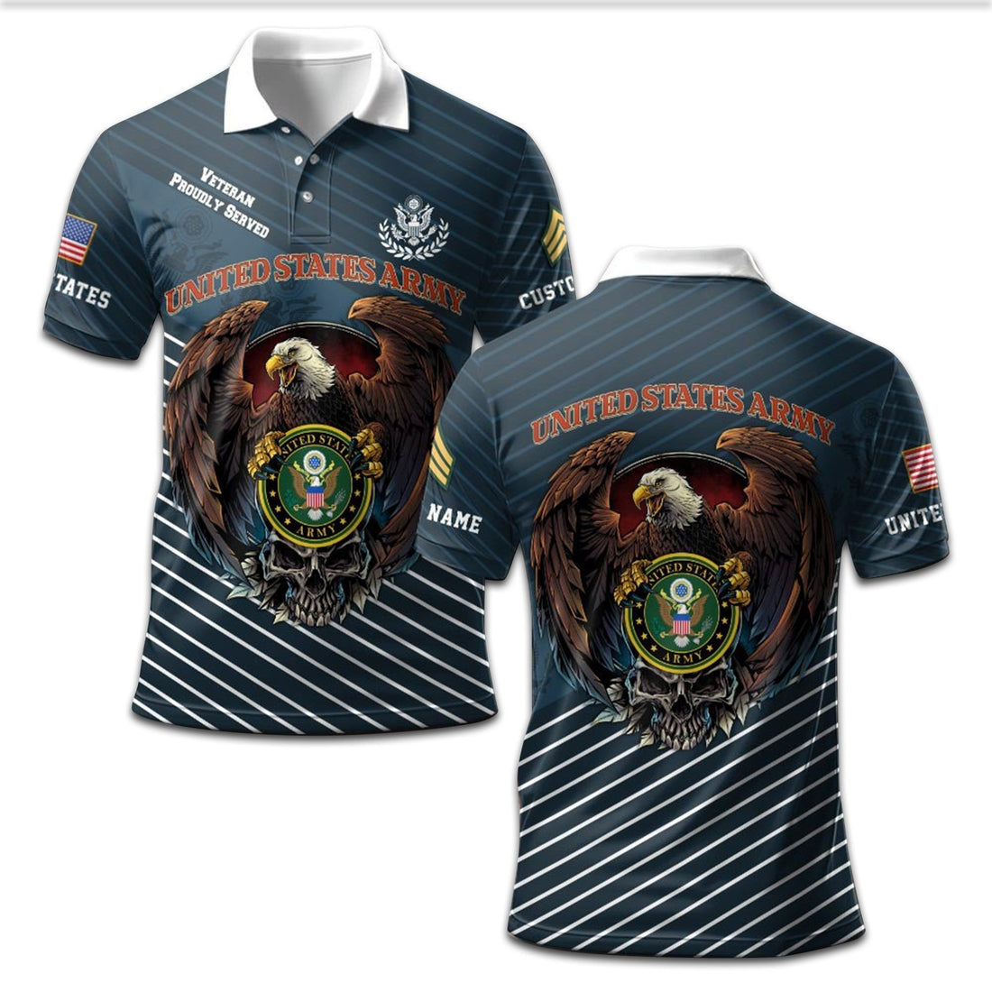Premium Custom US Army Polo Shirt VPVC207501, Gifts for Army Veteran, Gifts On Father's Day, Independence Day, Veterans Day.