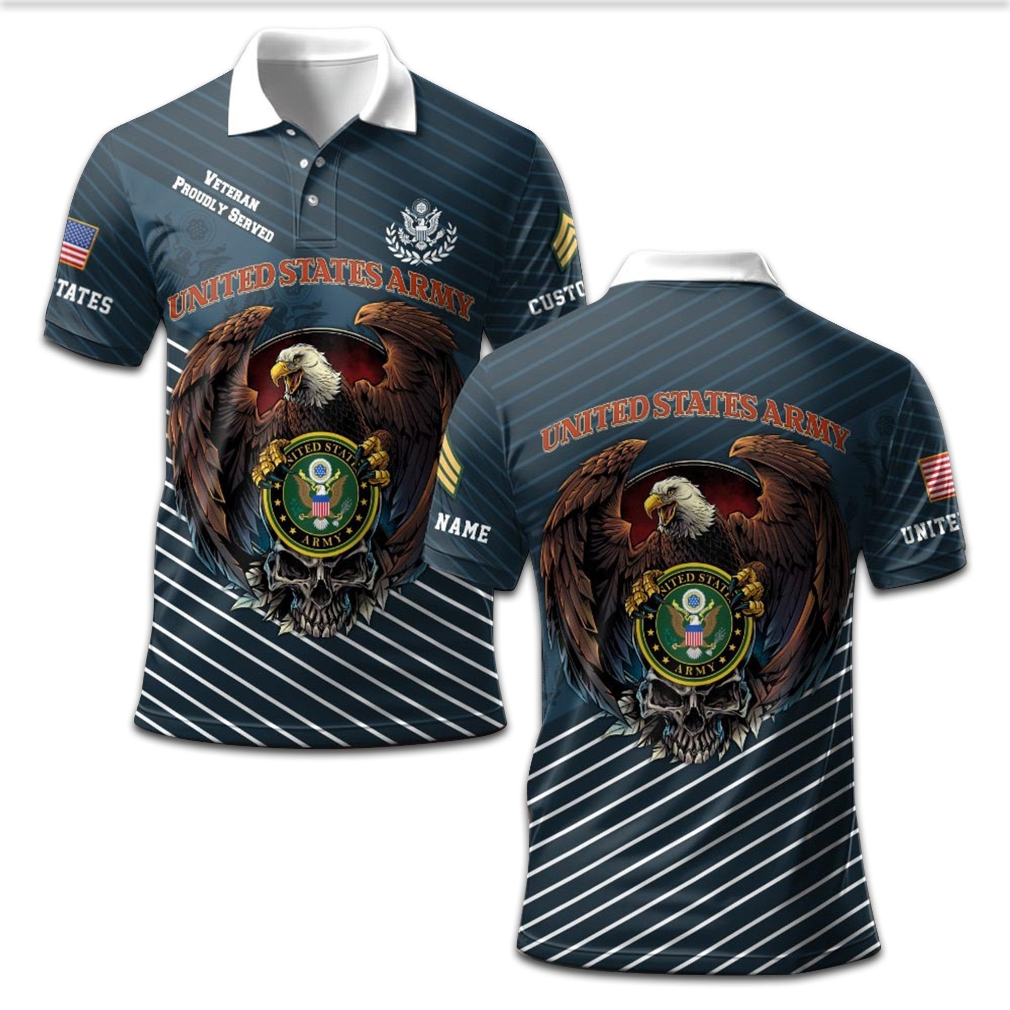 Premium Custom US Army Polo Shirt VPVC207501, Gifts for Army Veteran, Gifts On Father's Day, Independence Day, Veterans Day.