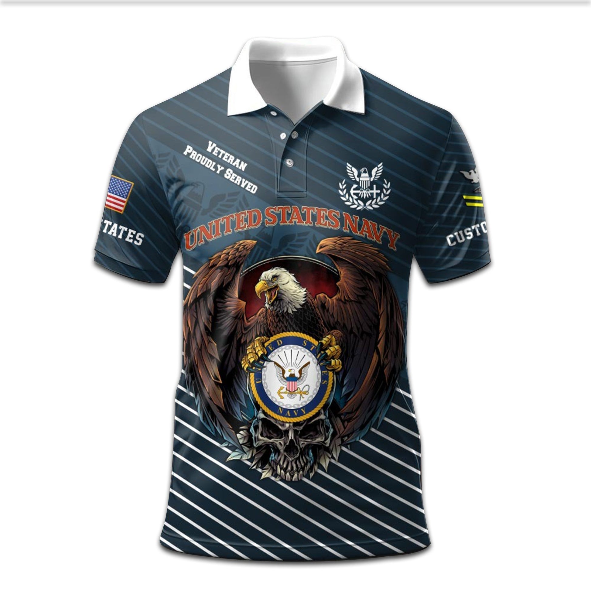 Premium Custom US Navy Polo Shirt VPVC207502, Gifts for Navy Veteran, Gifts On Father's Day, Independence Day, Veterans Day.
