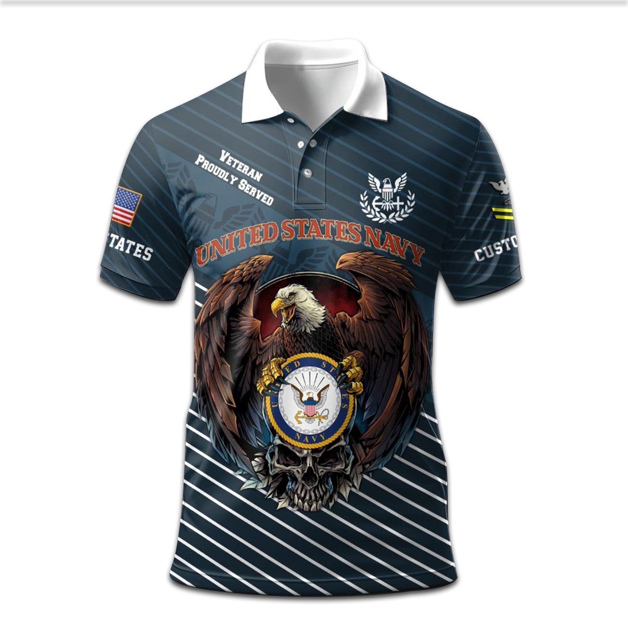 Premium Custom US Navy Polo Shirt VPVC207502, Gifts for Navy Veteran, Gifts On Father's Day, Independence Day, Veterans Day.