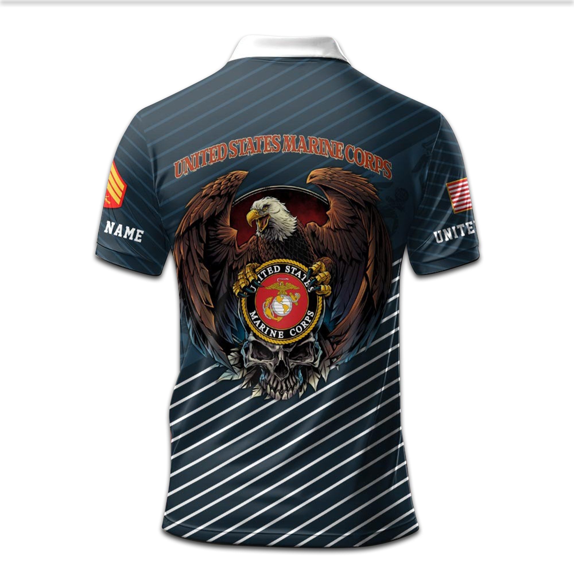 Premium Custom USMC Polo Shirt VPVC207503, Gifts for Marine Veteran, Gifts On Father's Day, Independence Day, Veterans Day.