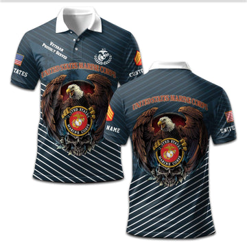 Premium Custom USMC Polo Shirt VPVC207503, Gifts for Marine Veteran, Gifts On Father's Day, Independence Day, Veterans Day.