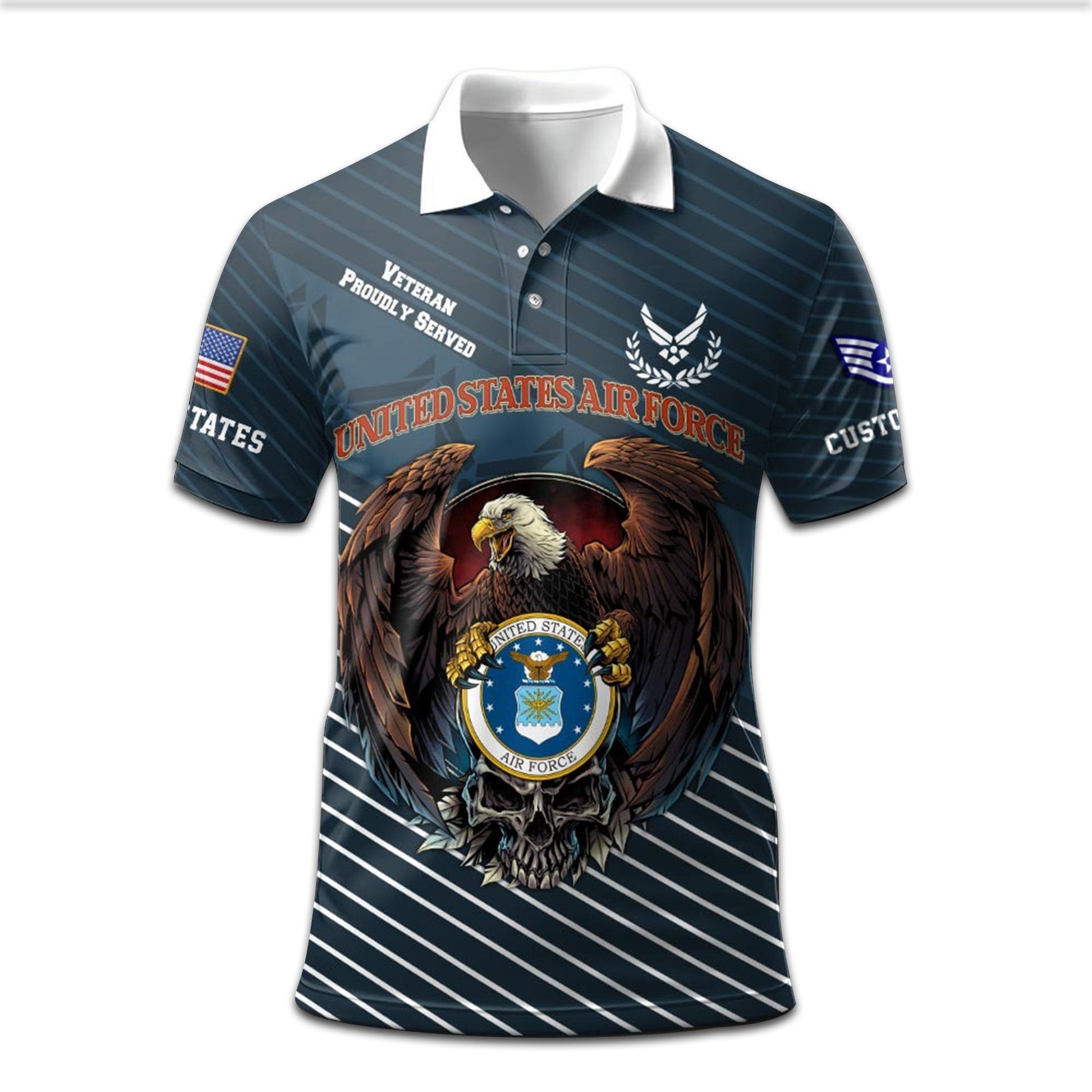 Premium Custom USAF Polo Shirt VPVC207504, Gifts for Air Force Veteran, Gifts On Father's Day, Independence Day, Veterans Day.