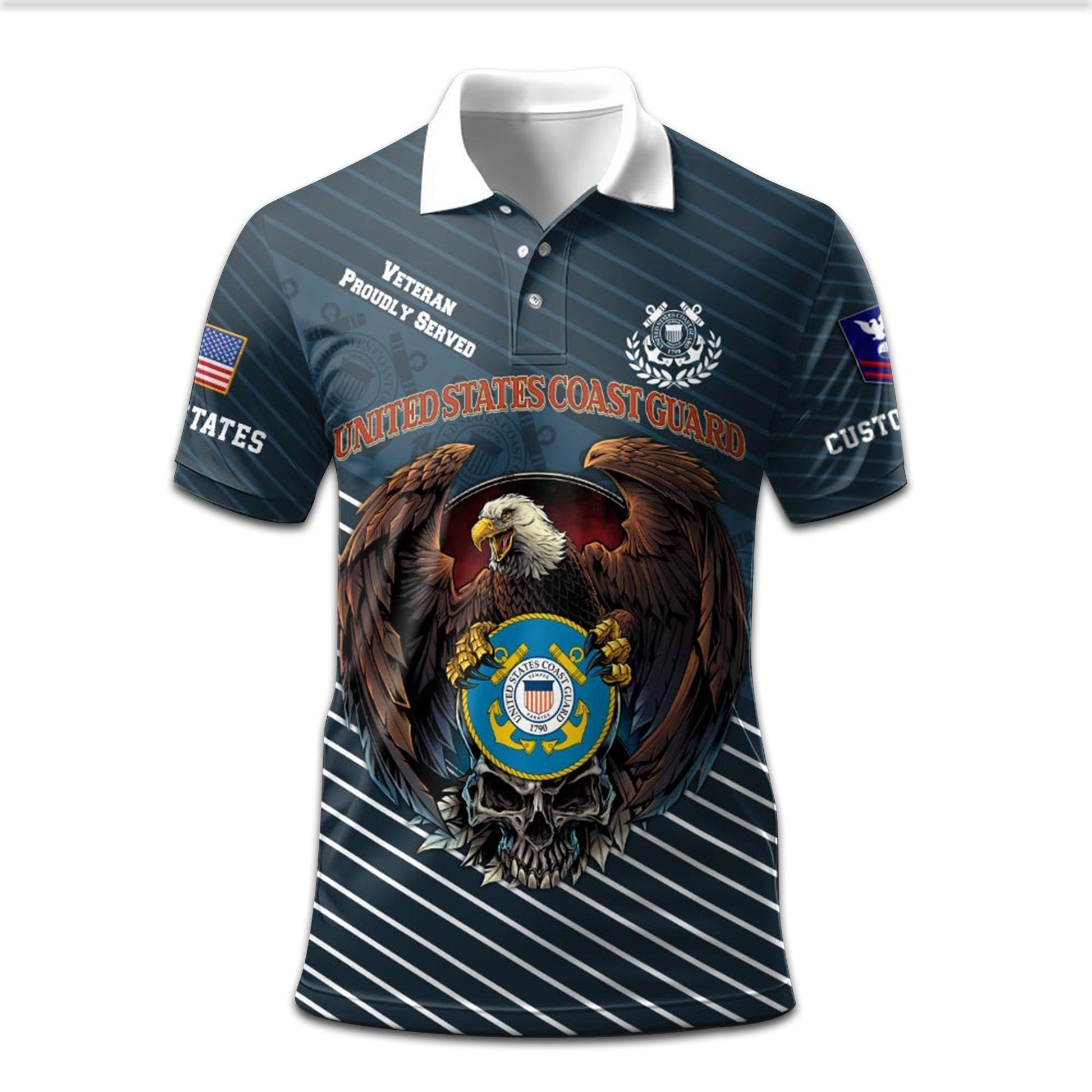 Premium Custom USCG Polo Shirt VPVC207505, Gifts for Coast Guard Veteran, Gifts On Father's Day, Independence Day, Veterans Day.