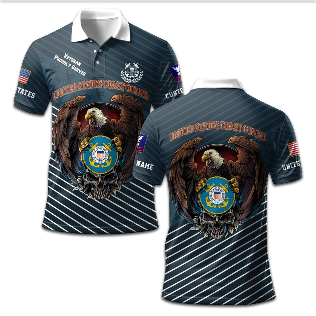 Premium Custom USCG Polo Shirt VPVC207505, Gifts for Coast Guard Veteran, Gifts On Father's Day, Independence Day, Veterans Day.