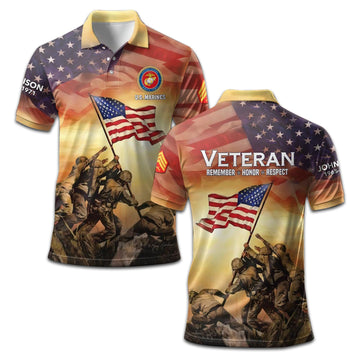 Premium Custom USMC Polo Shirt VPVC207603, Gifts for Marine Veteran, Gifts For Dad, Gifts On Father's Day, Independence Day, Veterans Day.