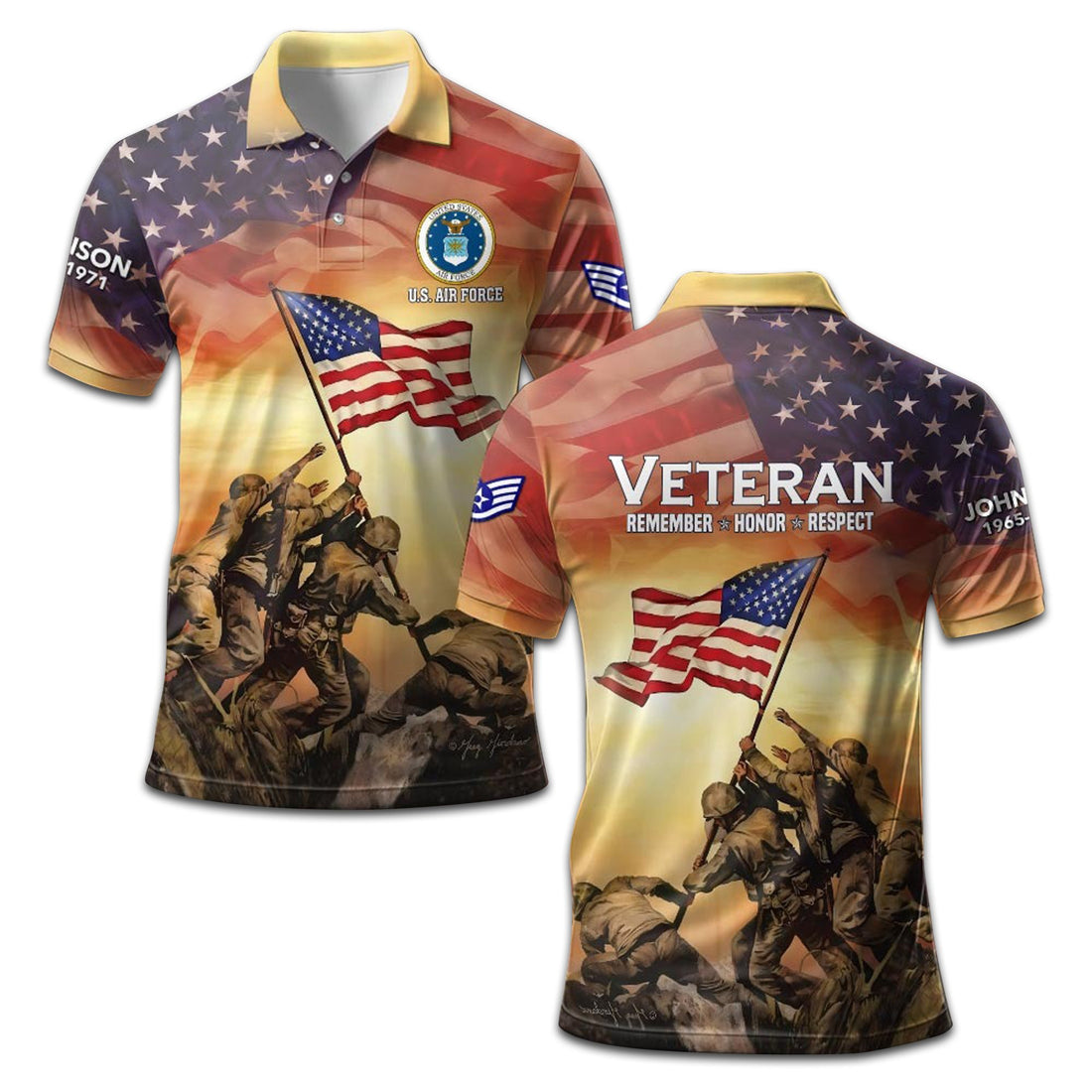 Premium Custom USAF Polo Shirt VPVC207604, Gifts for Air Force Veteran, Gifts For Dad, Gifts On Father's Day, Independence Day, Veterans Day.