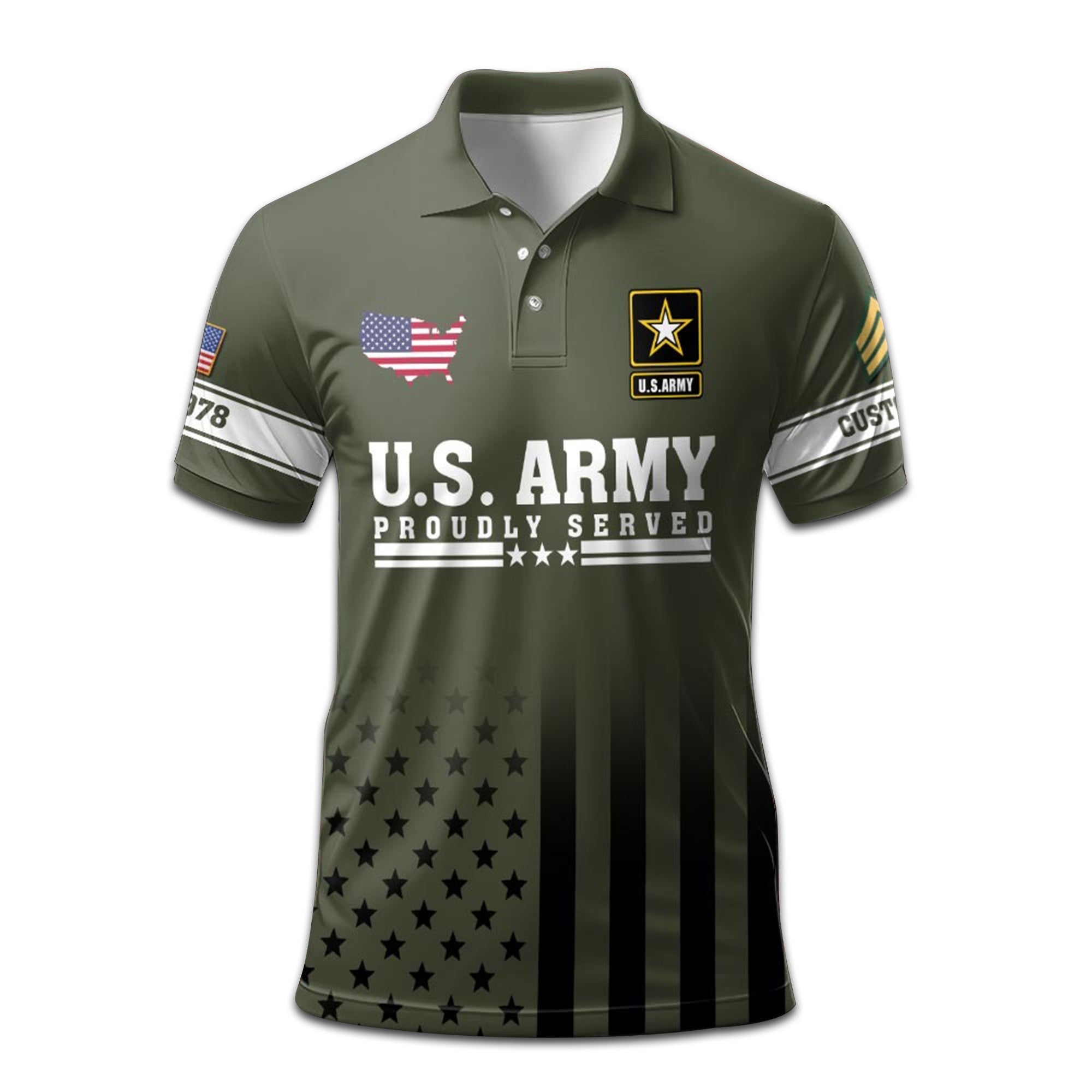 Premium Custom Name, Rank, Year US Army Polo Shirt VPVC207701, Gifts for Army Veteran, Gifts For Dad, Gifts On Father's Day, Independence Day, Veterans Day.