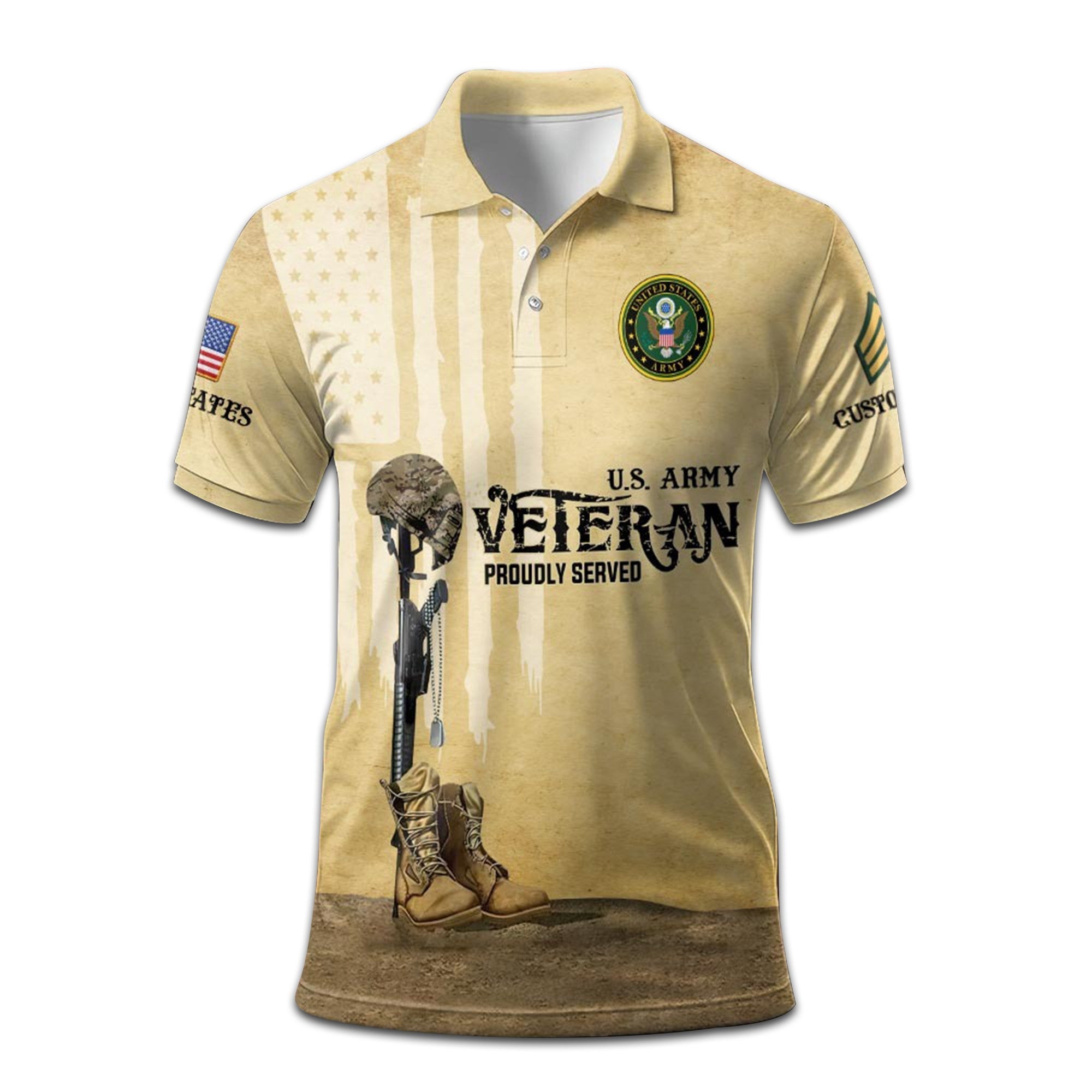 Premium Custom US Army Polo Shirt VPVC207901, Gifts for Army Veteran, Gifts For Dad, Gifts On Father's Day, Independence Day, Veterans Day.