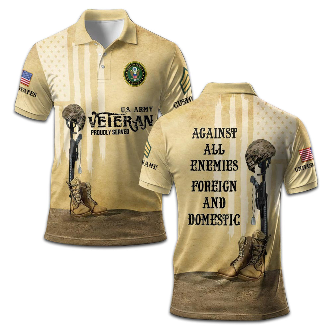 Premium Custom US Army Polo Shirt VPVC207901, Gifts for Army Veteran, Gifts For Dad, Gifts On Father's Day, Independence Day, Veterans Day.