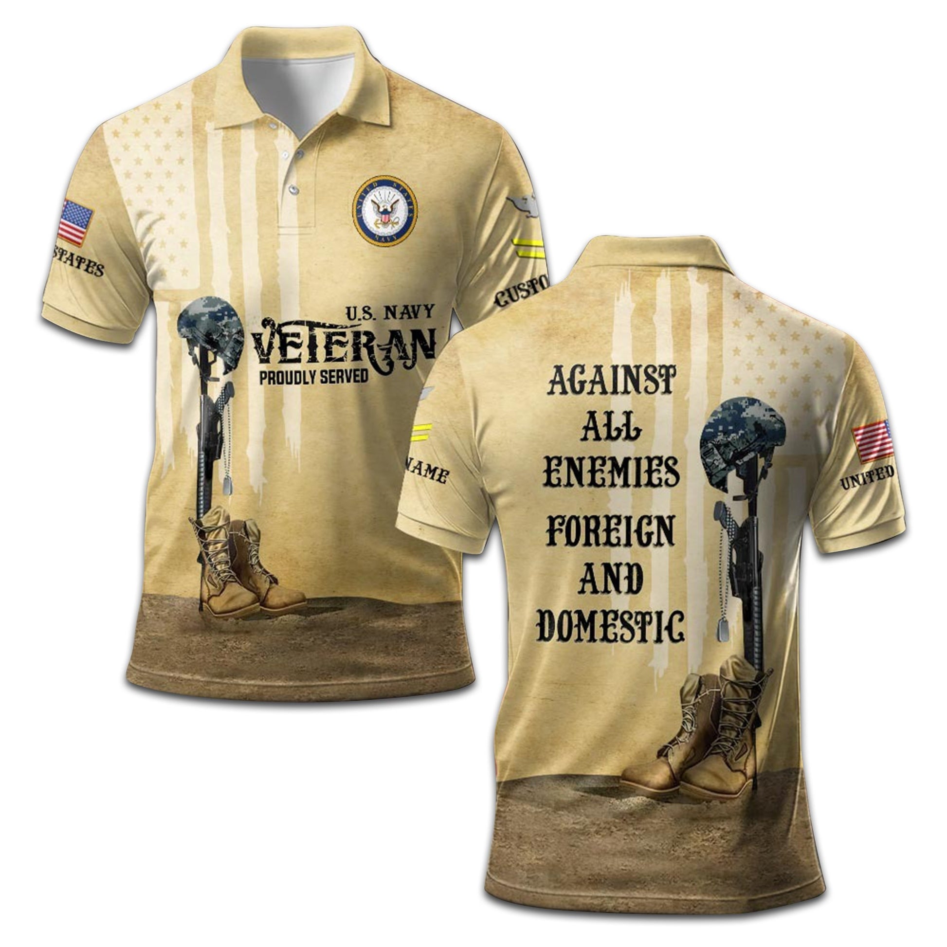 Premium Custom US Navy Polo Shirt VPVC207902, Gifts for Navy Veteran, Gifts On Father's Day, Independence Day, Veterans Day.